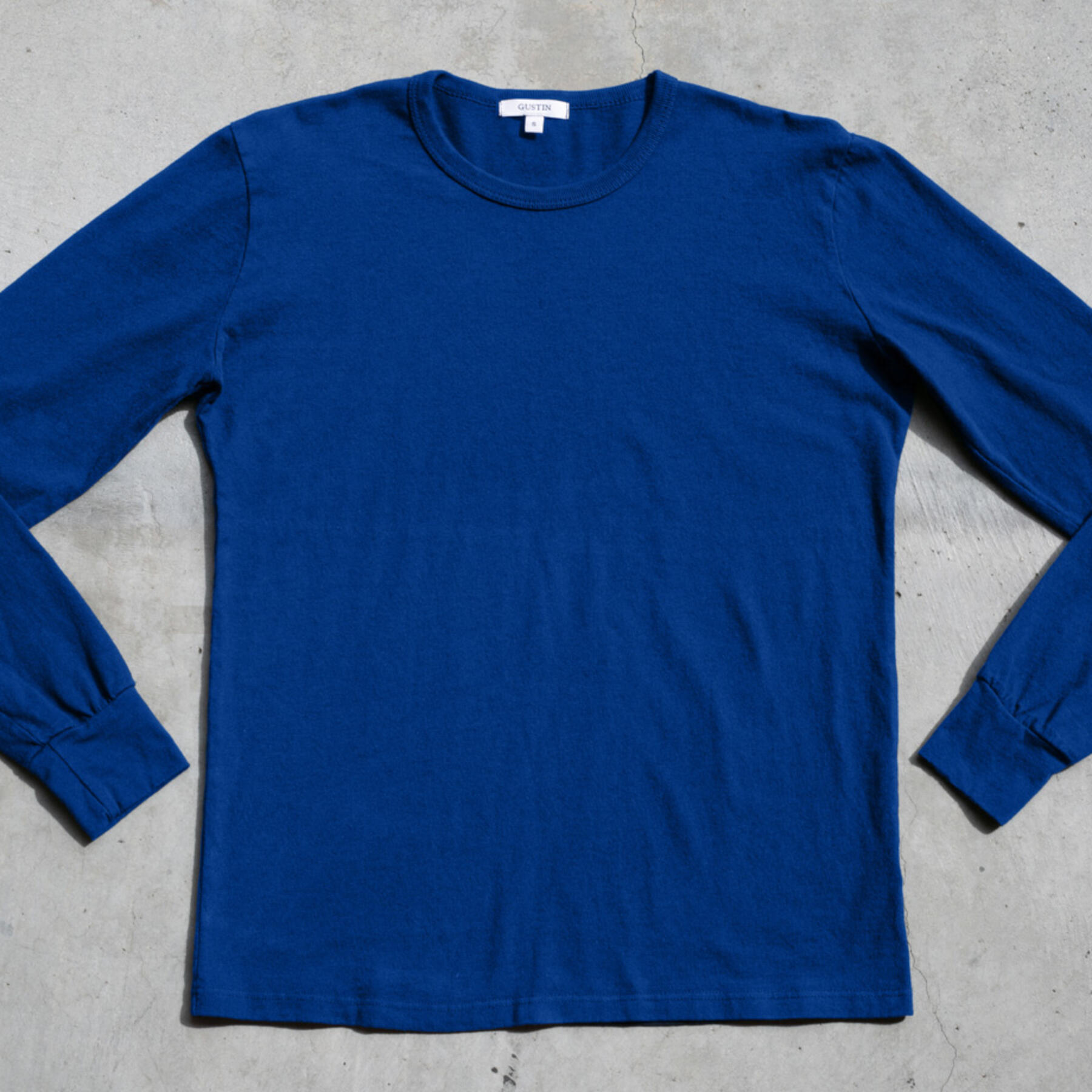 gustin long sleeve heavyweight pigment dye t-shirt blue collection