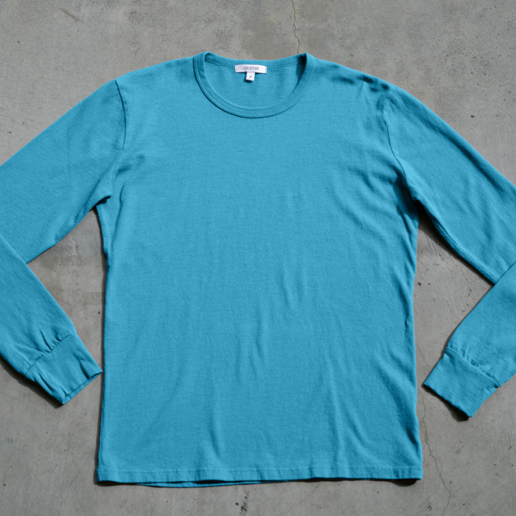gustin long sleeve heavyweight pigment dye t-shirt blue collection