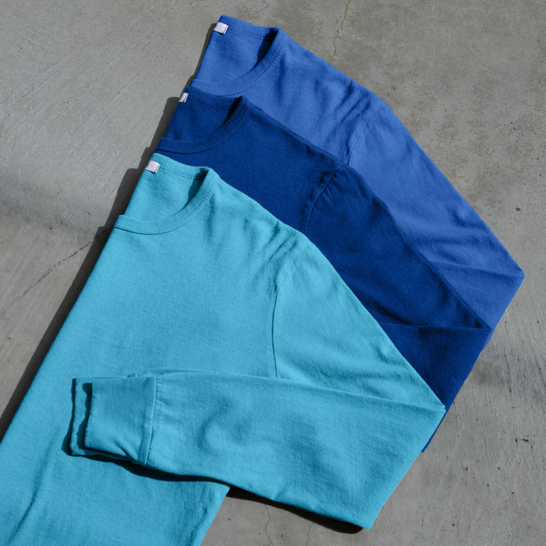 gustin long sleeve heavyweight pigment dye t-shirt blue collection