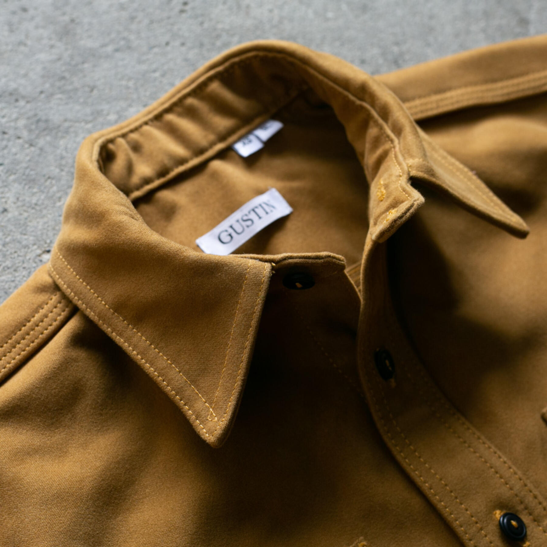 gustin #80 japan heavy moleskin workshirt - gold khaki