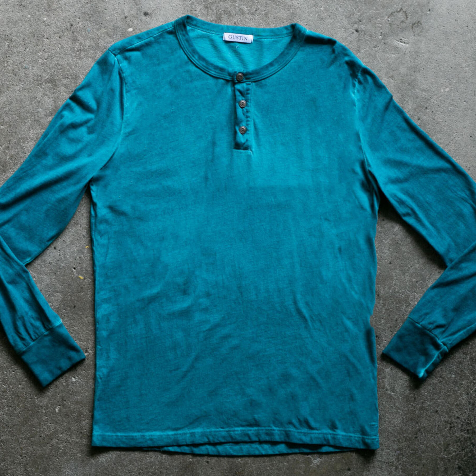 gustin vintage wash henley - teal