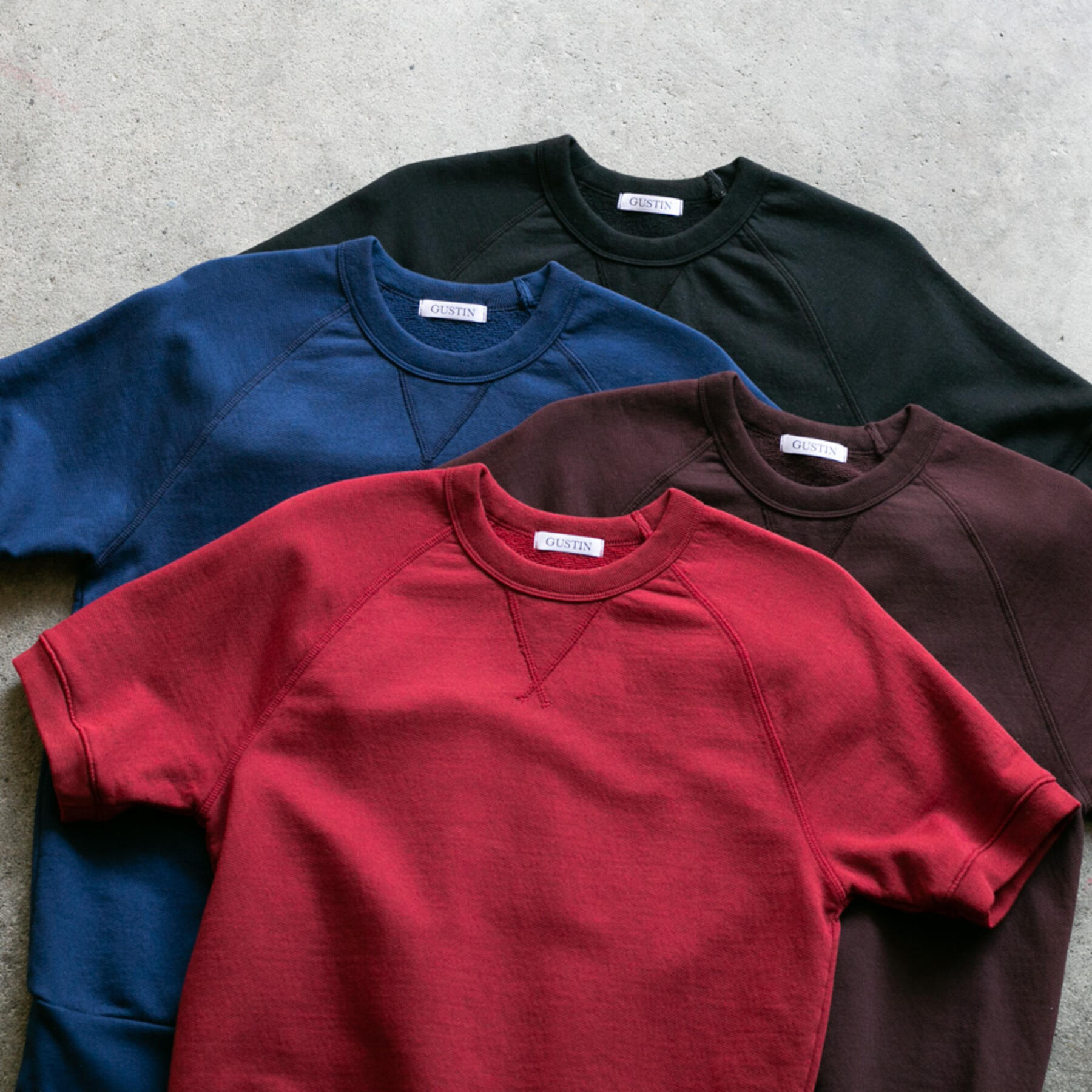 gustin short sleeve sweatshirt 4 pack (oxblood, black, royal, red)
