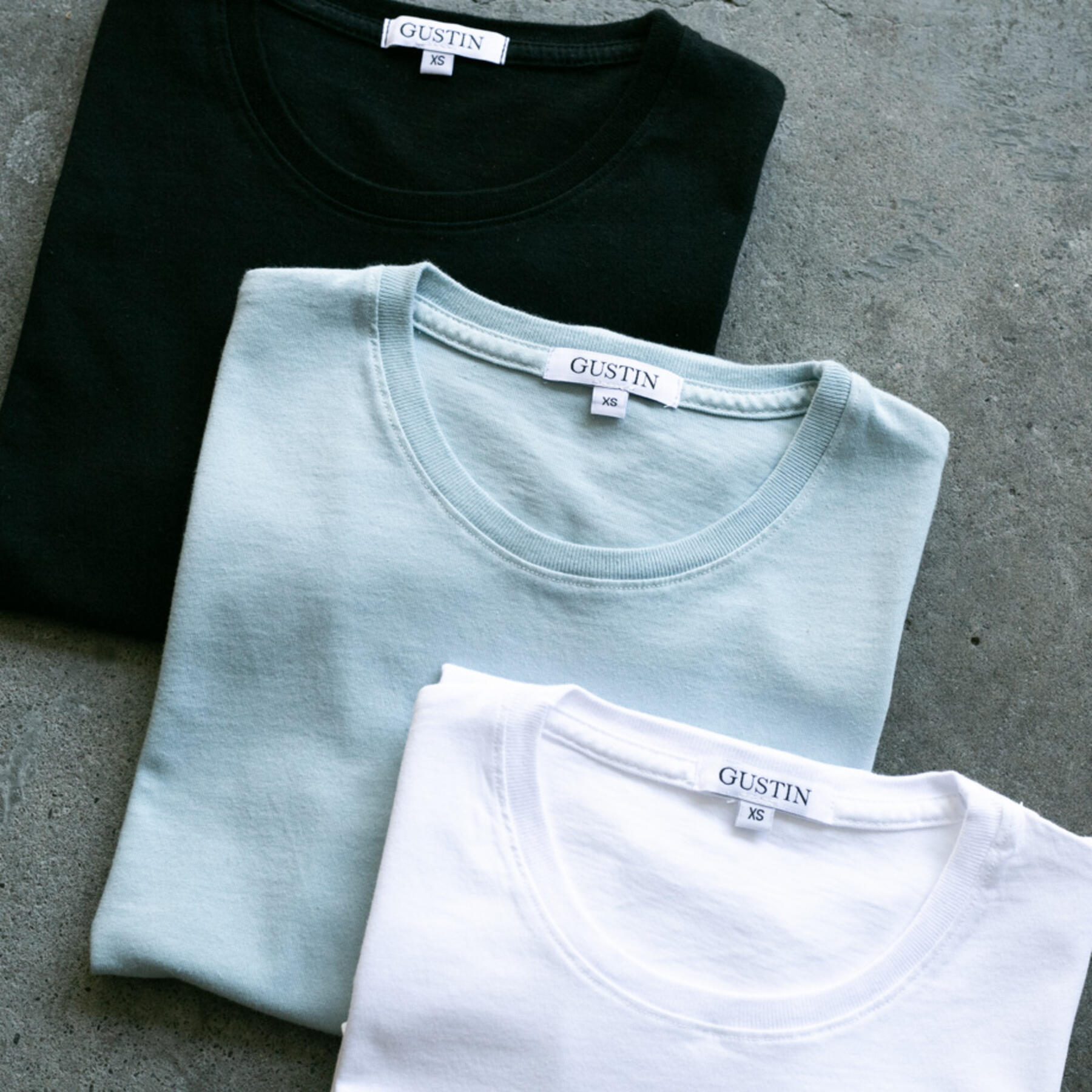 gustin pima cotton t-shirt classic collection (black, white, sky)