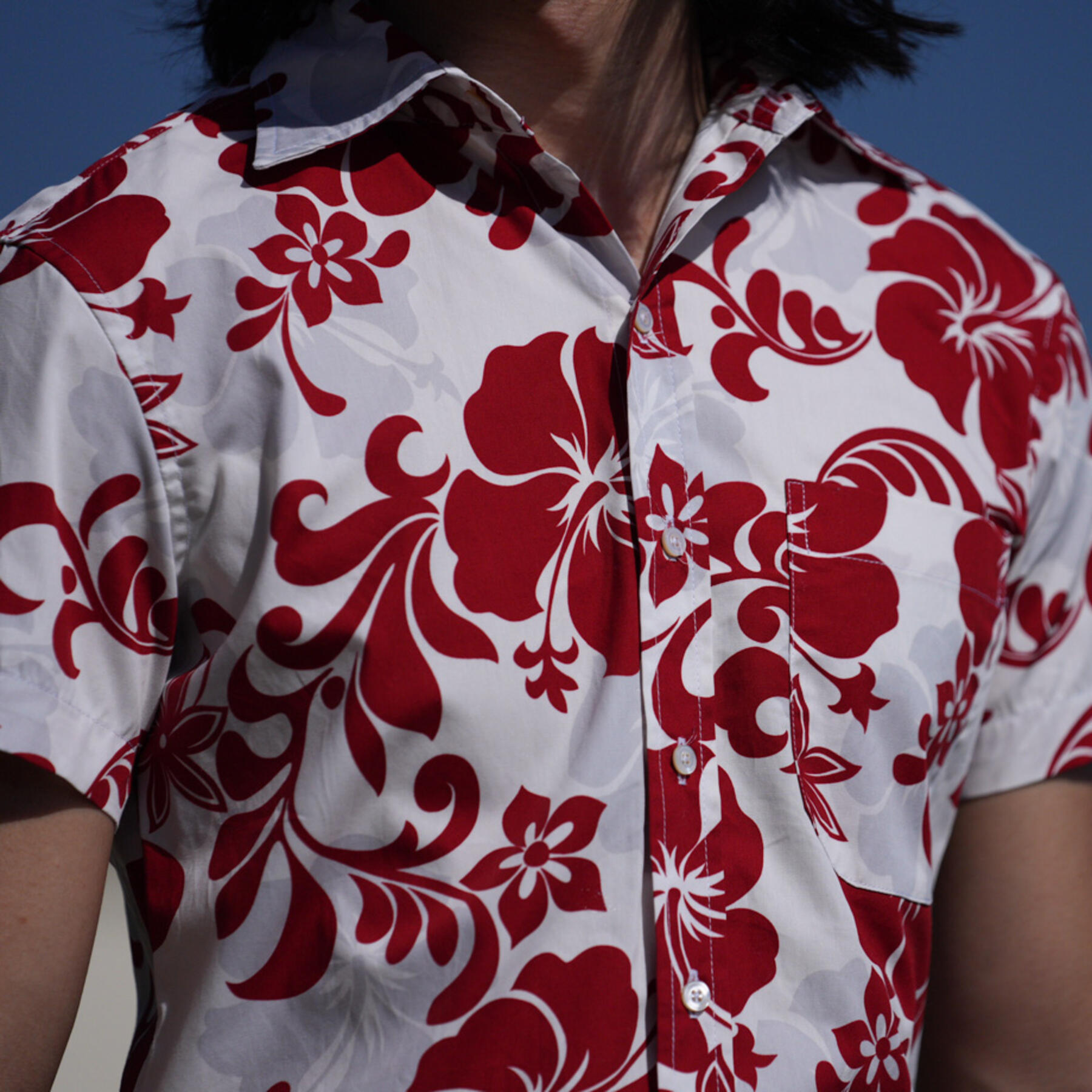 gustin #761 red white floral short sleeve shirt