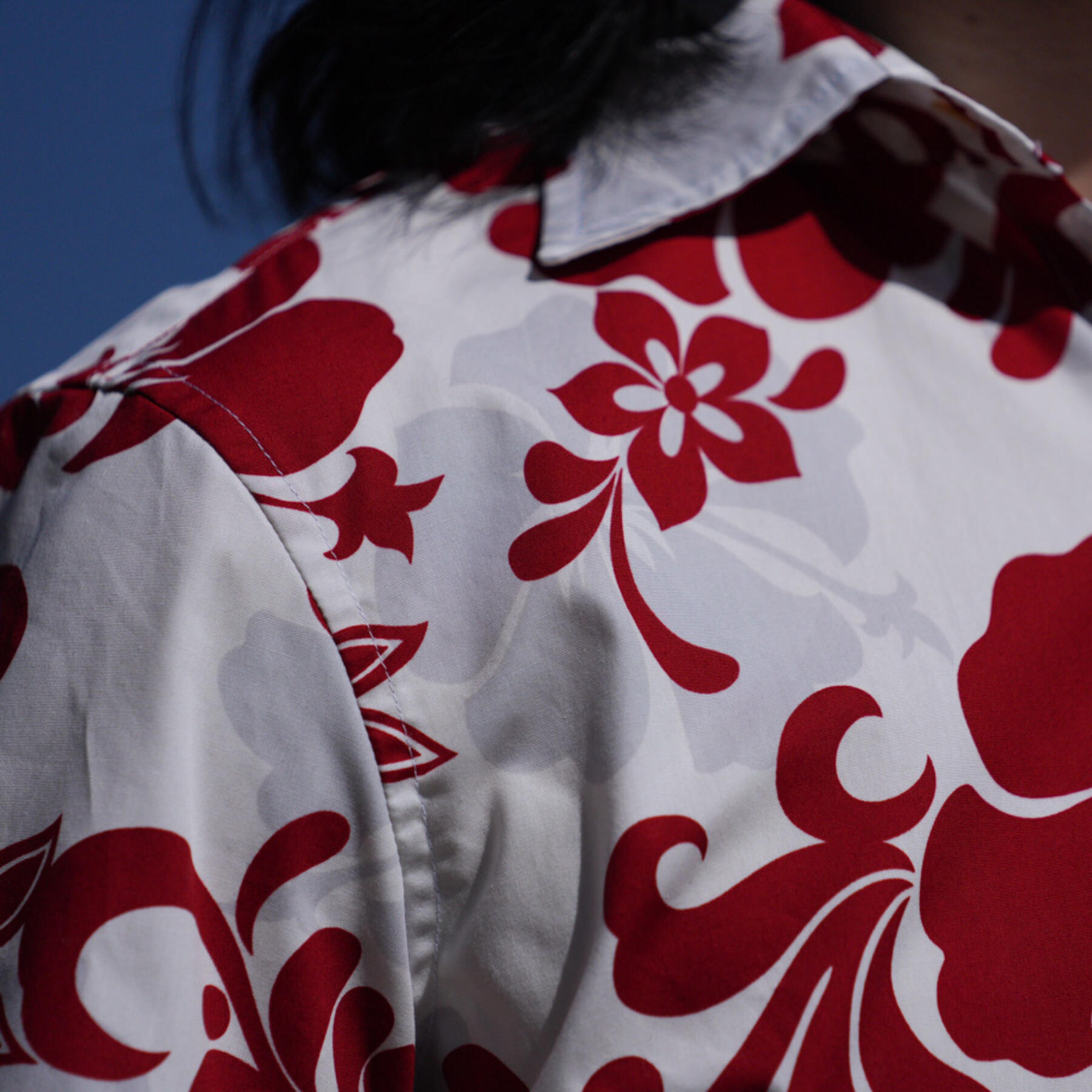 gustin #761 red white floral short sleeve shirt