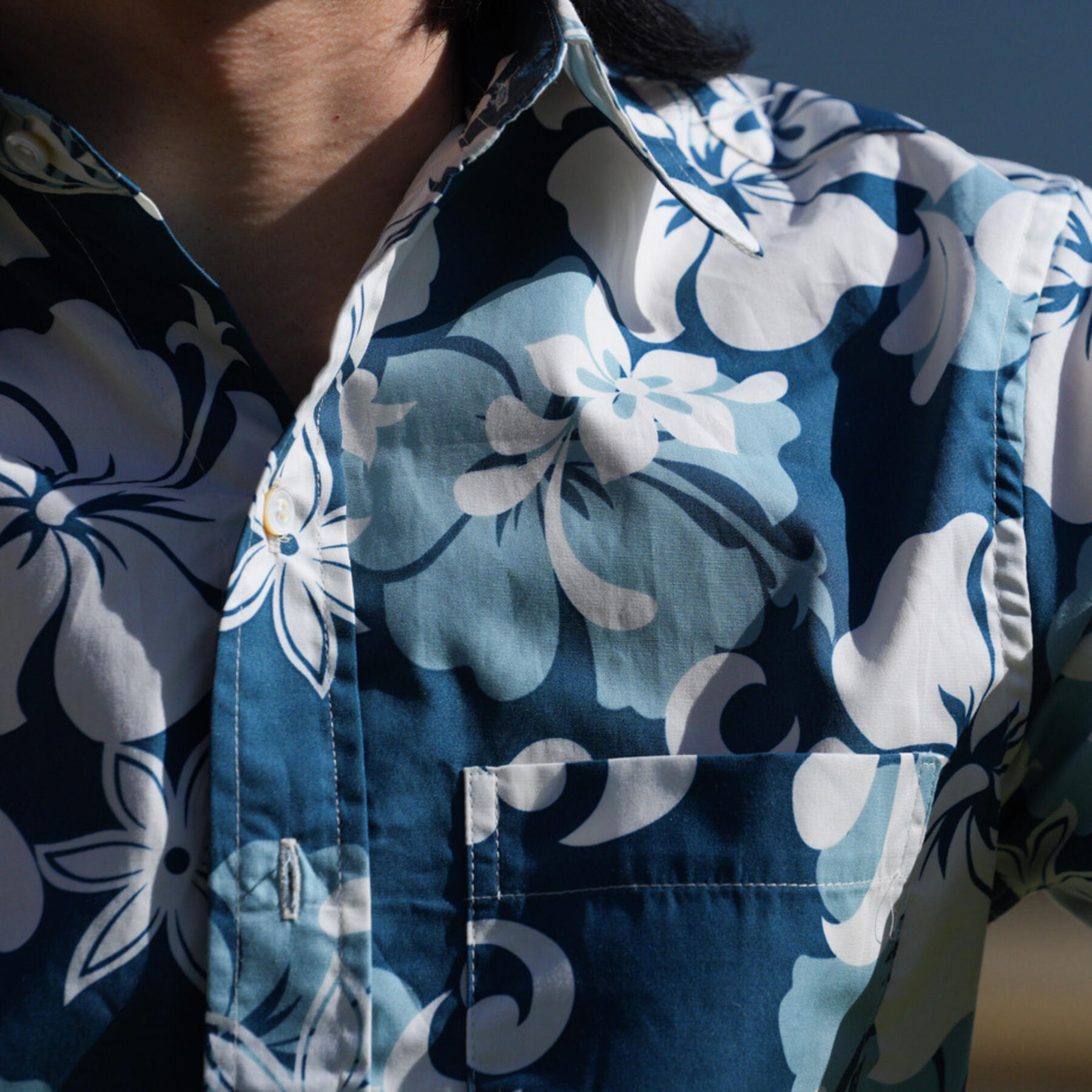 gustin #760 blue sky floral short sleeve shirt