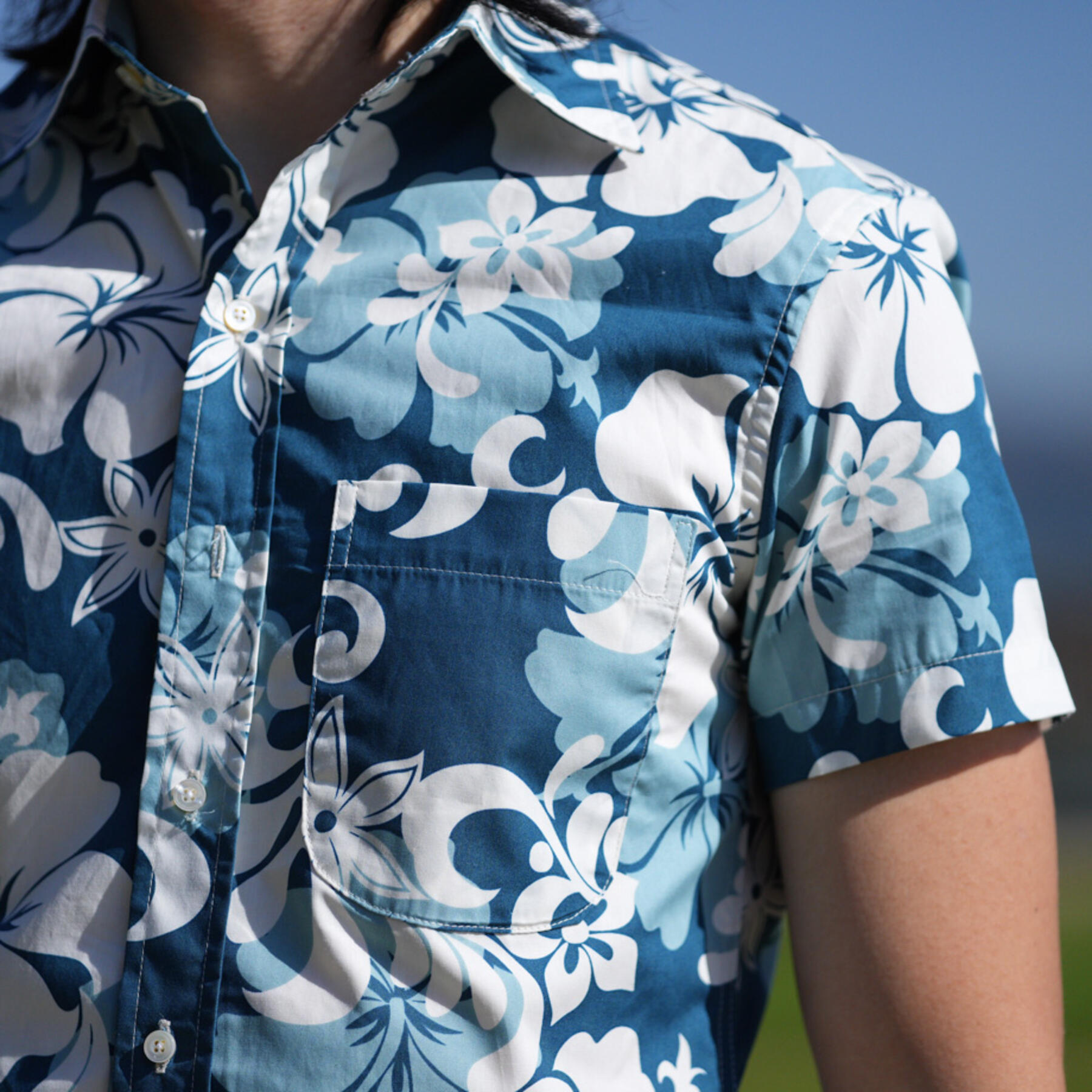 gustin #760 blue sky floral short sleeve shirt