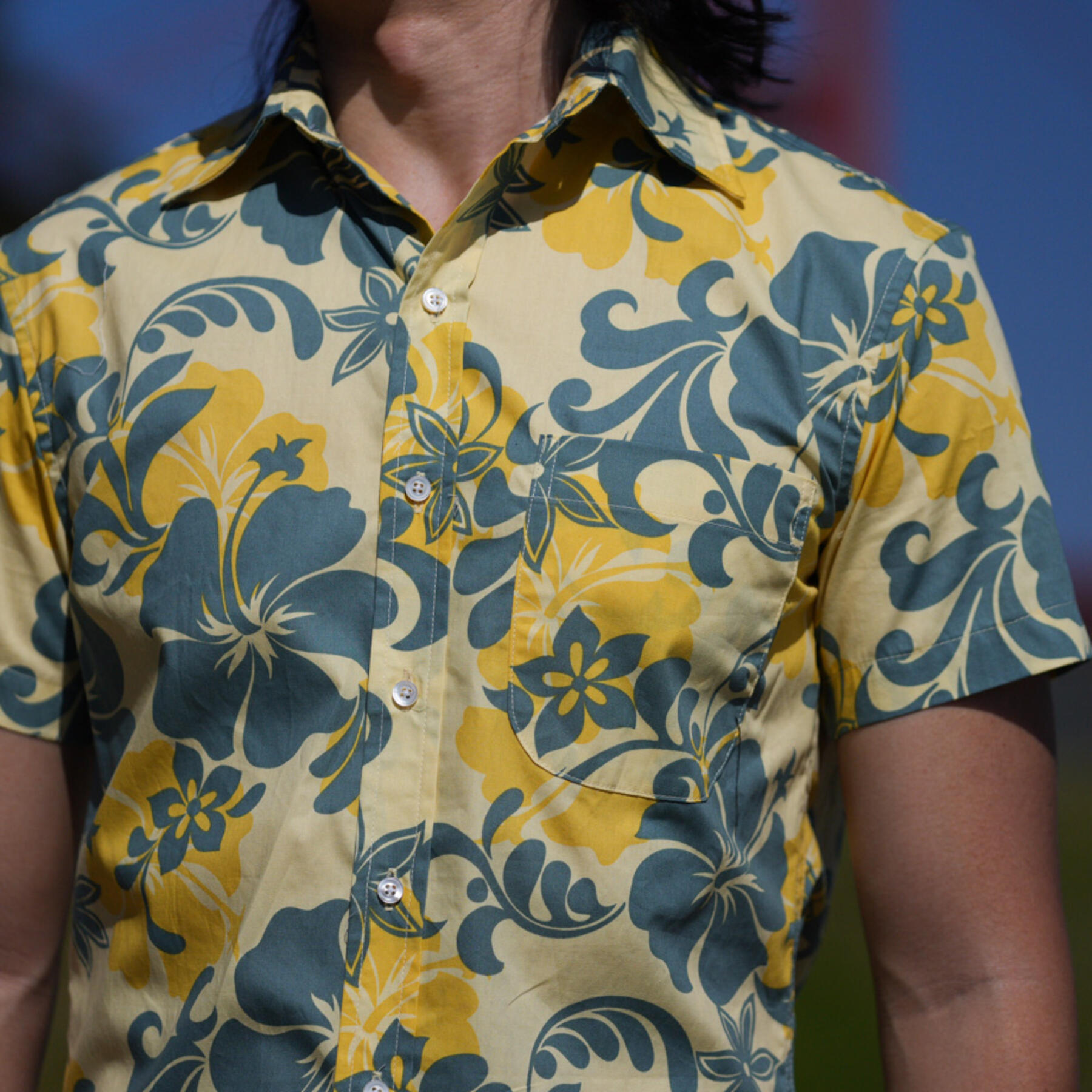gustin #759 army mustard floral short sleeve shirt