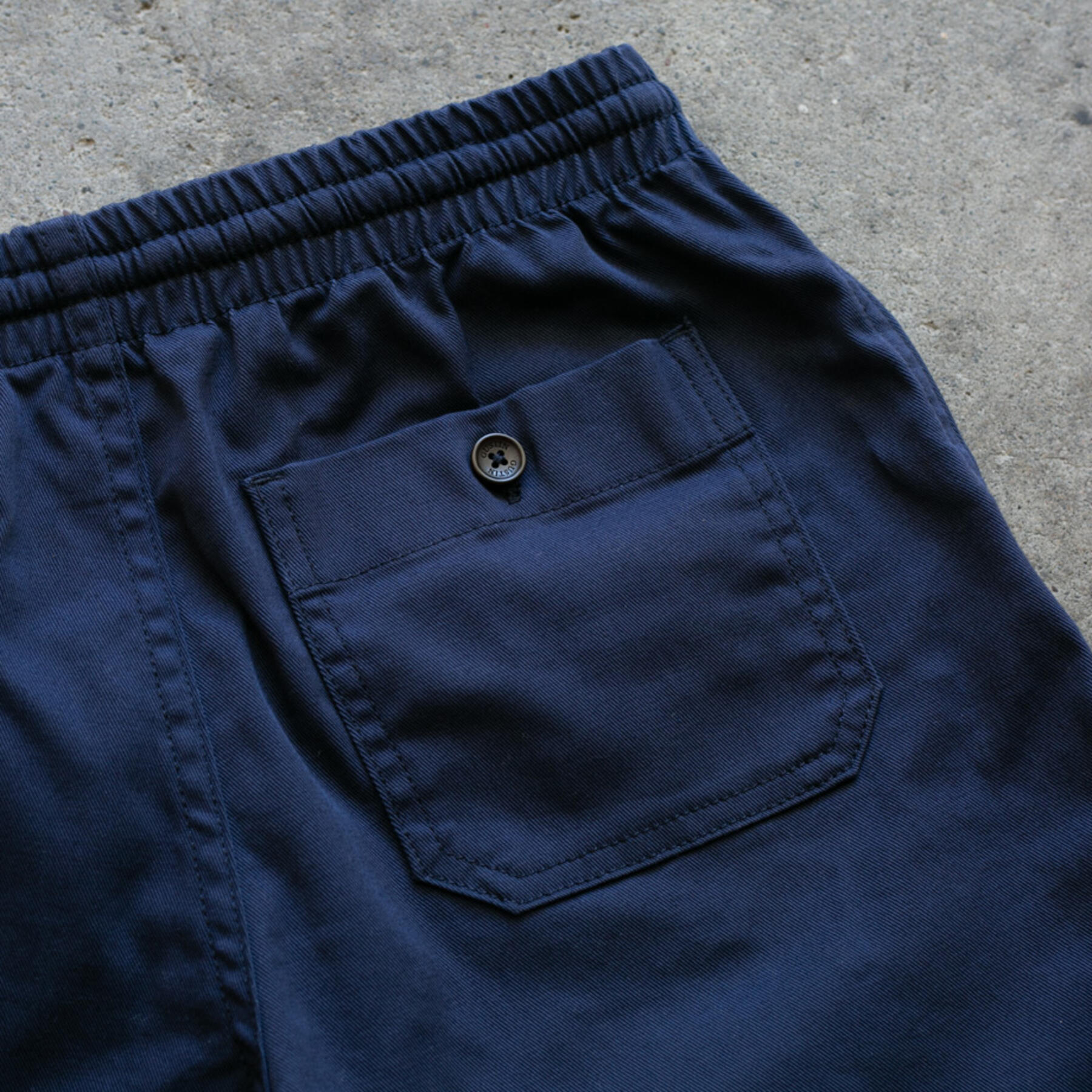 gustin #2 drawstring chino short - navy stretch twill