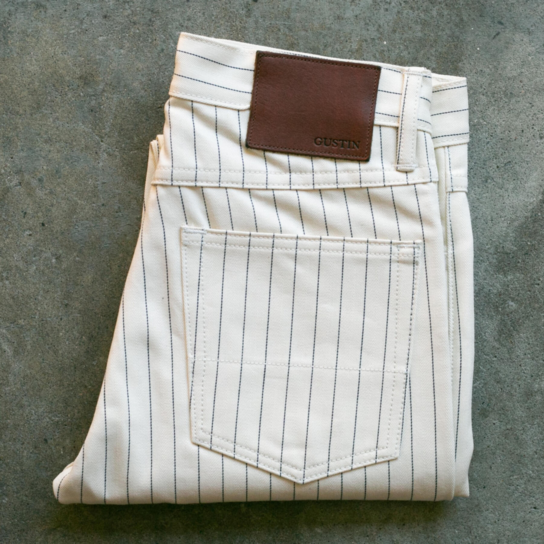 gustin #106 japan pinstripe herringbone 5 pocket - natural