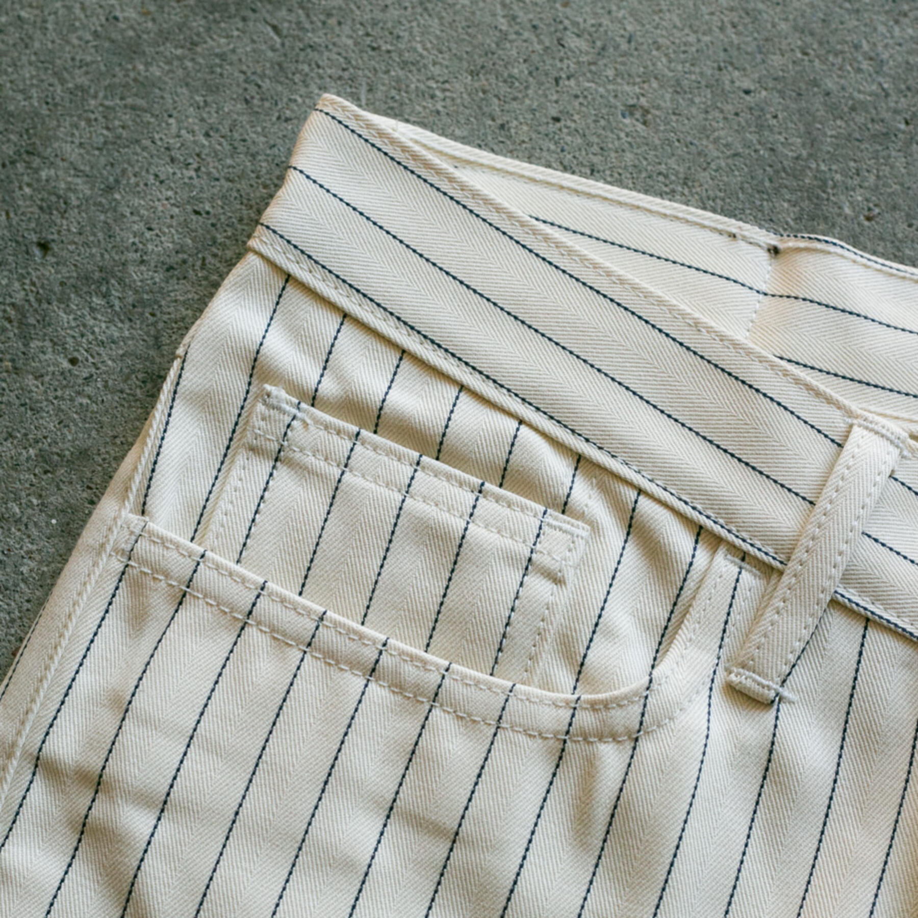 gustin #106 japan pinstripe herringbone 5 pocket - natural