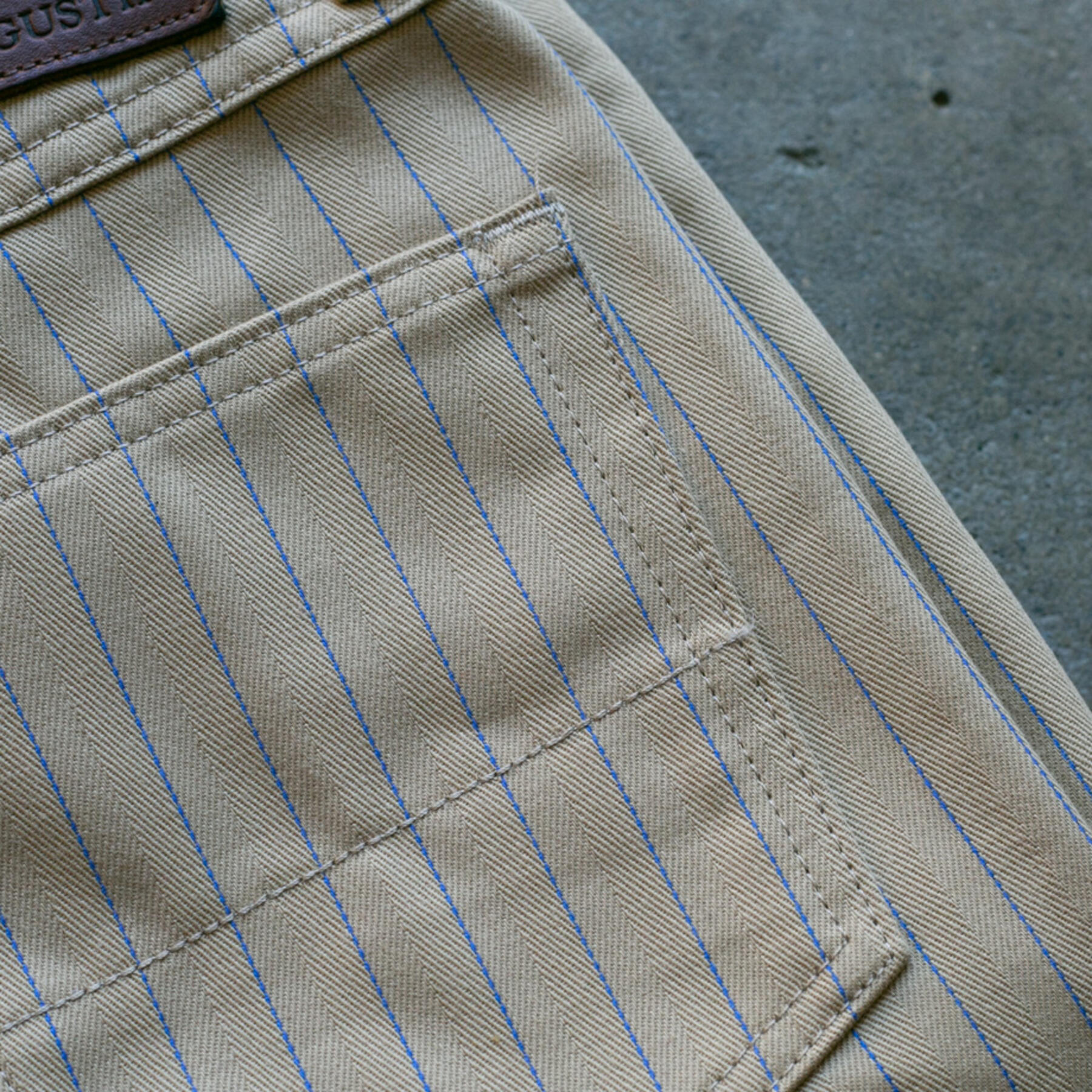 gustin #105 japan pinstripe herringbone 5 pocket - khaki