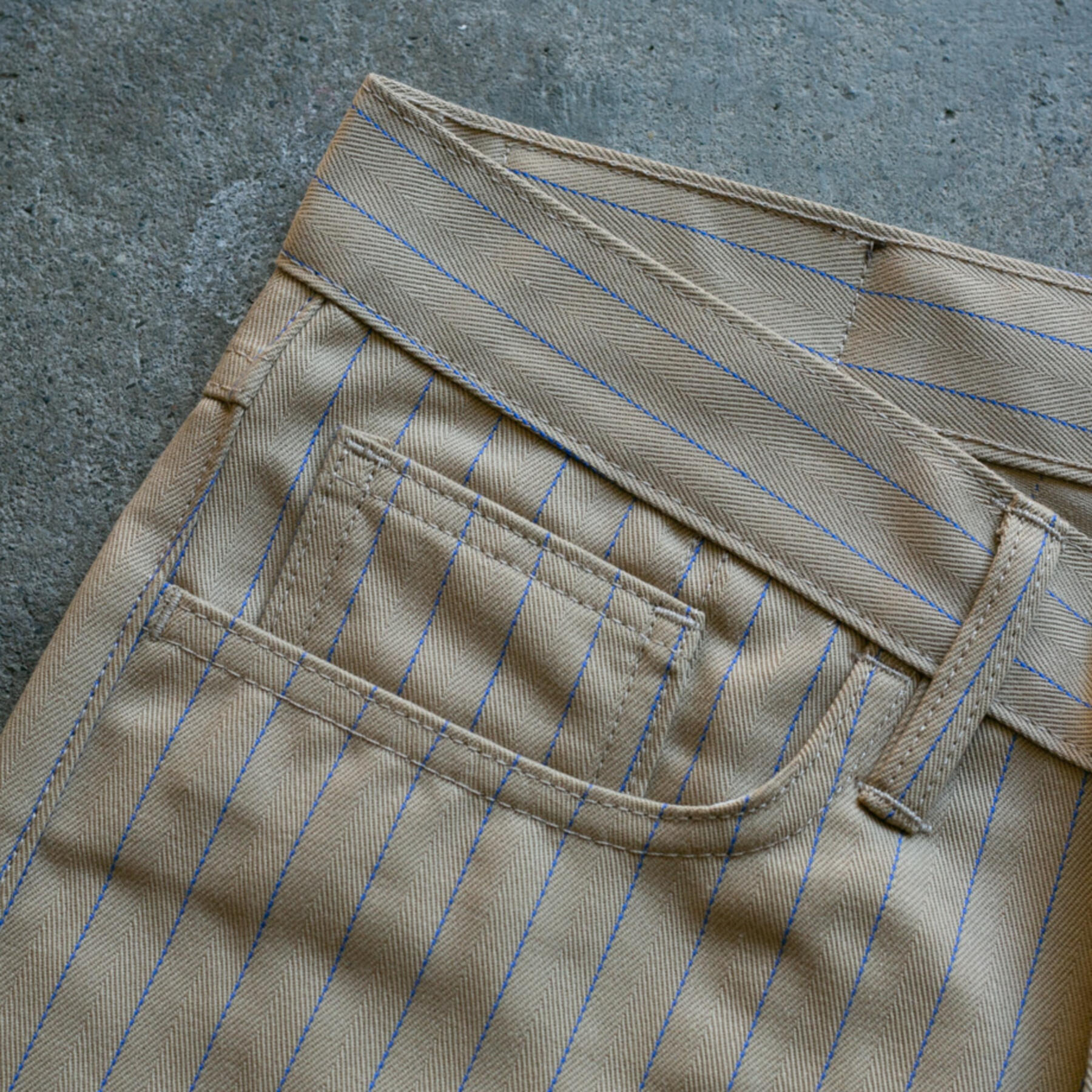 gustin #105 japan pinstripe herringbone 5 pocket - khaki