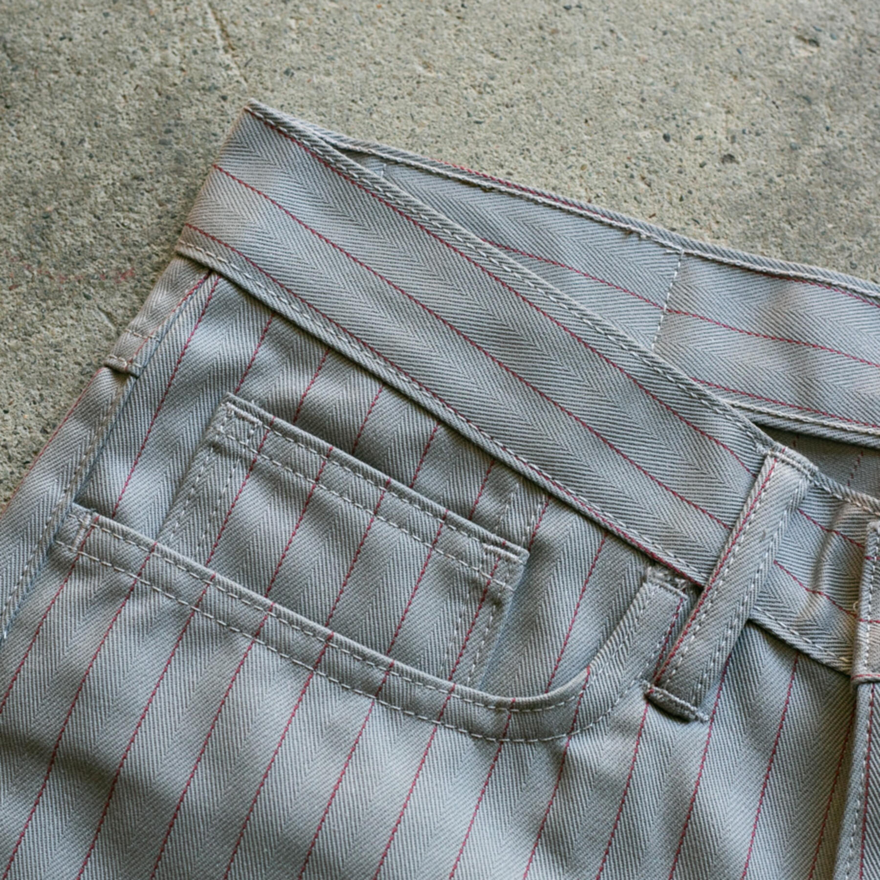 gustin #103 japan pinstripe herringbone 5 pocket - slate
