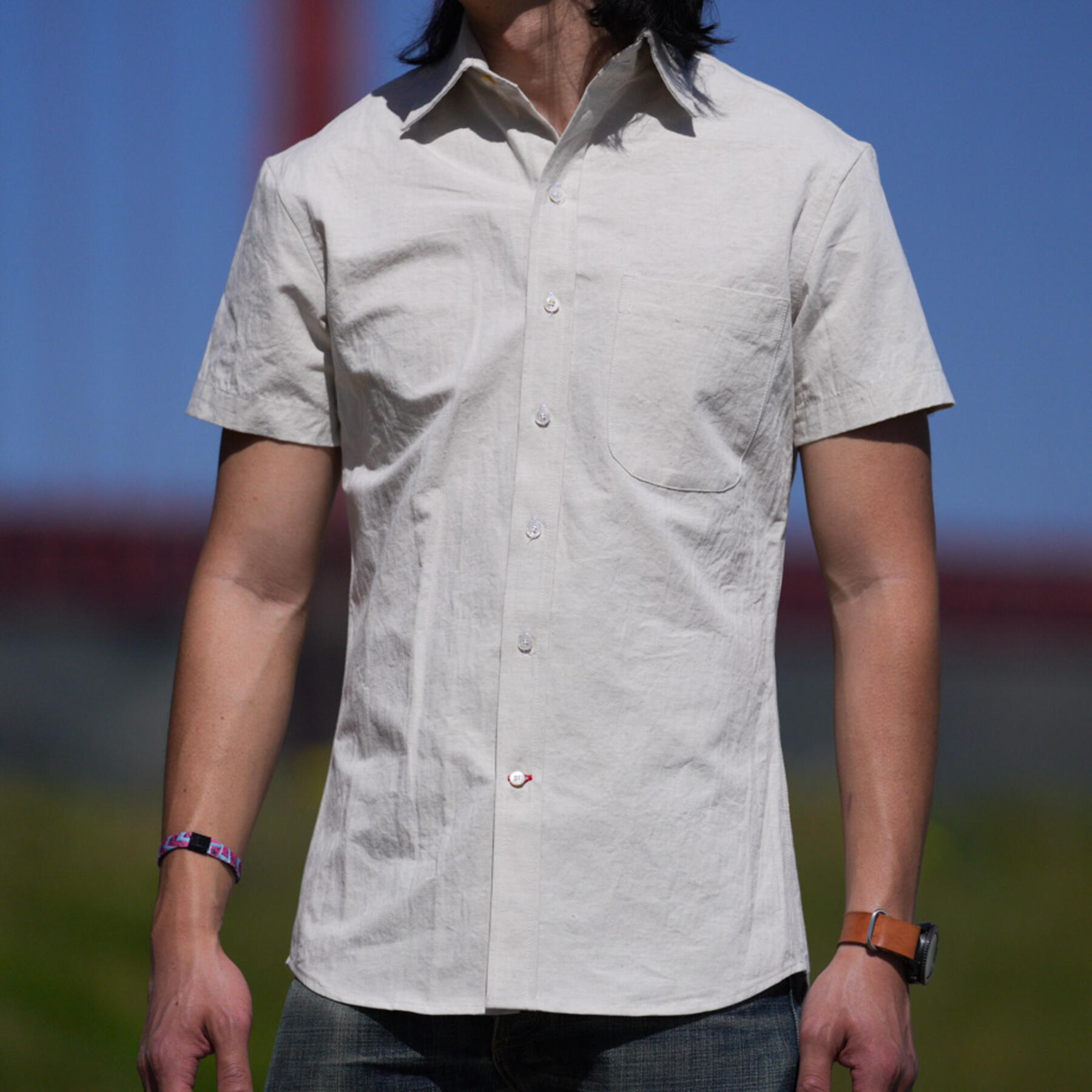 gustin #763 hemp 100 short sleeve shirt - natural