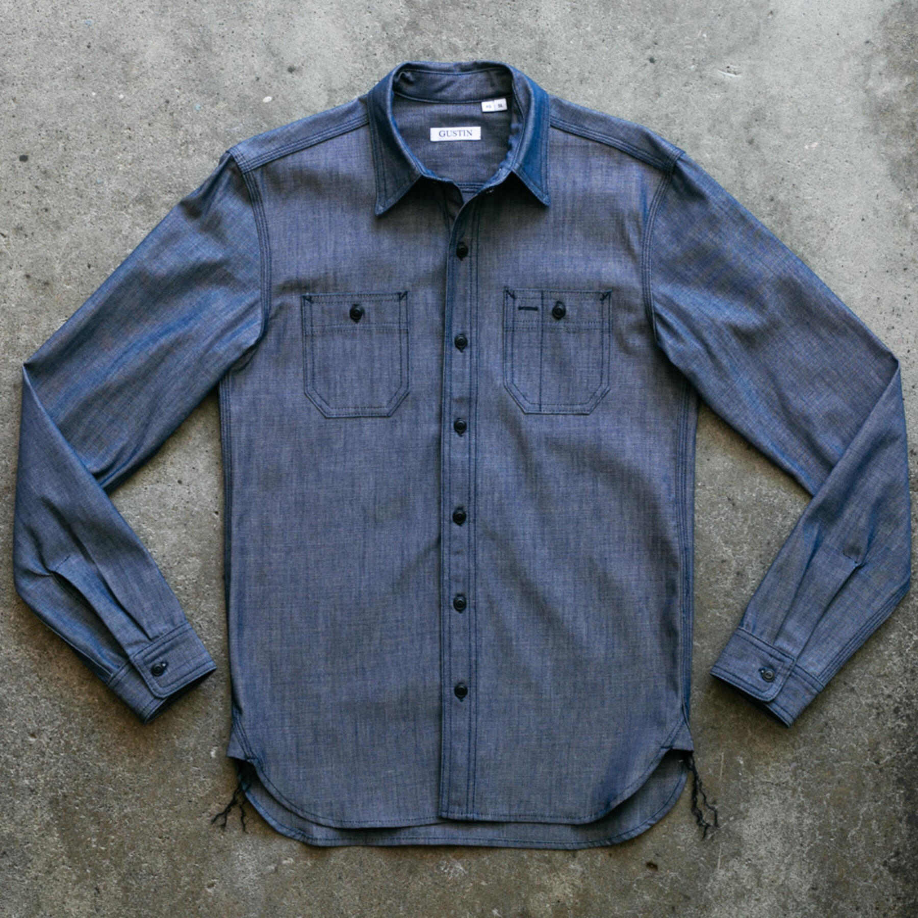 gustin #87 cone indigo chambray workshirt
