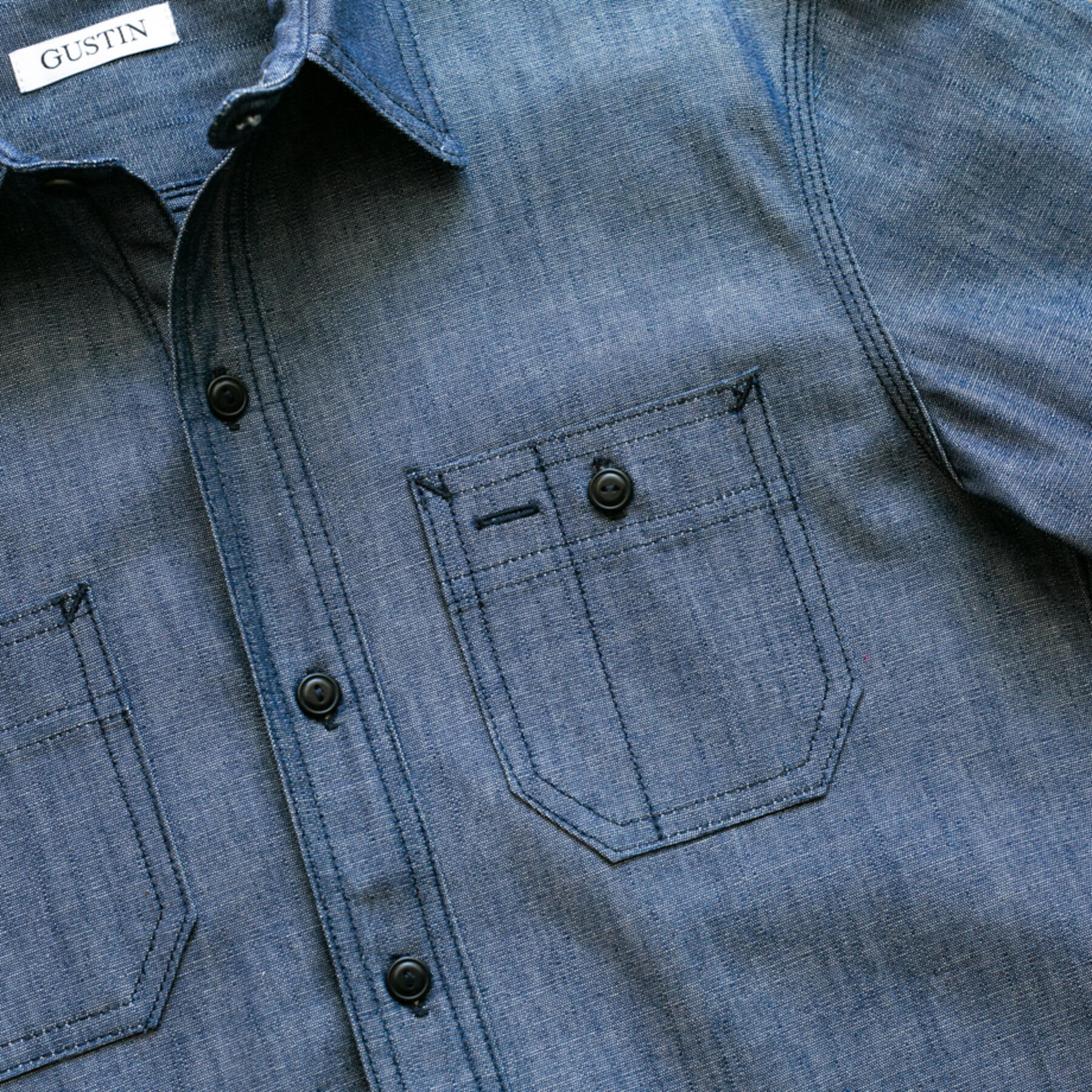 gustin #87 cone indigo chambray workshirt