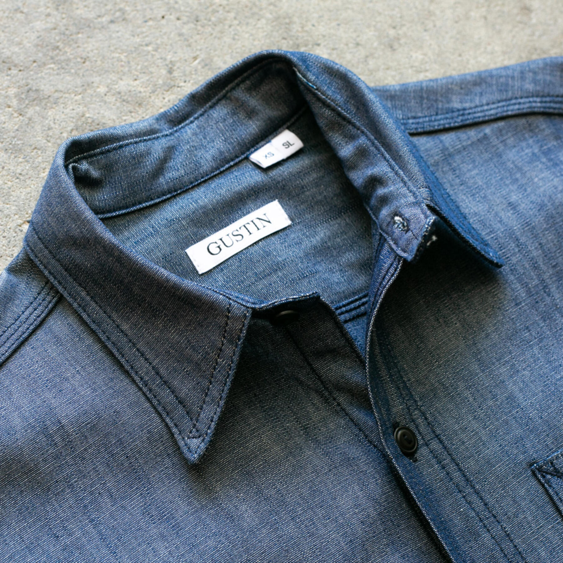 gustin #87 cone indigo chambray workshirt