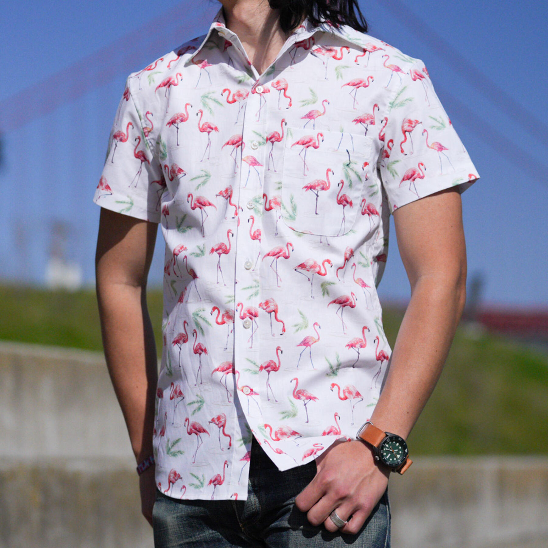 gustin #765 flamingos short sleeve shirt