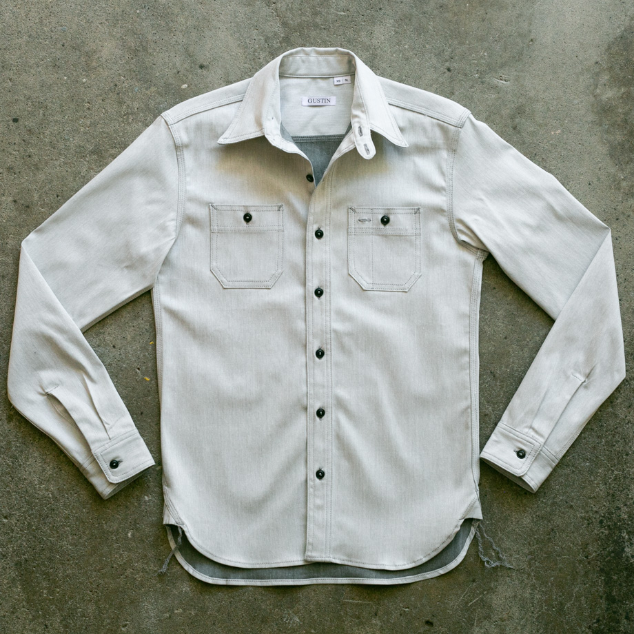 【COSYHARU】[Muscle Fit] Western Denim Linen Shirt c433e1607ef717083329d1571f4326