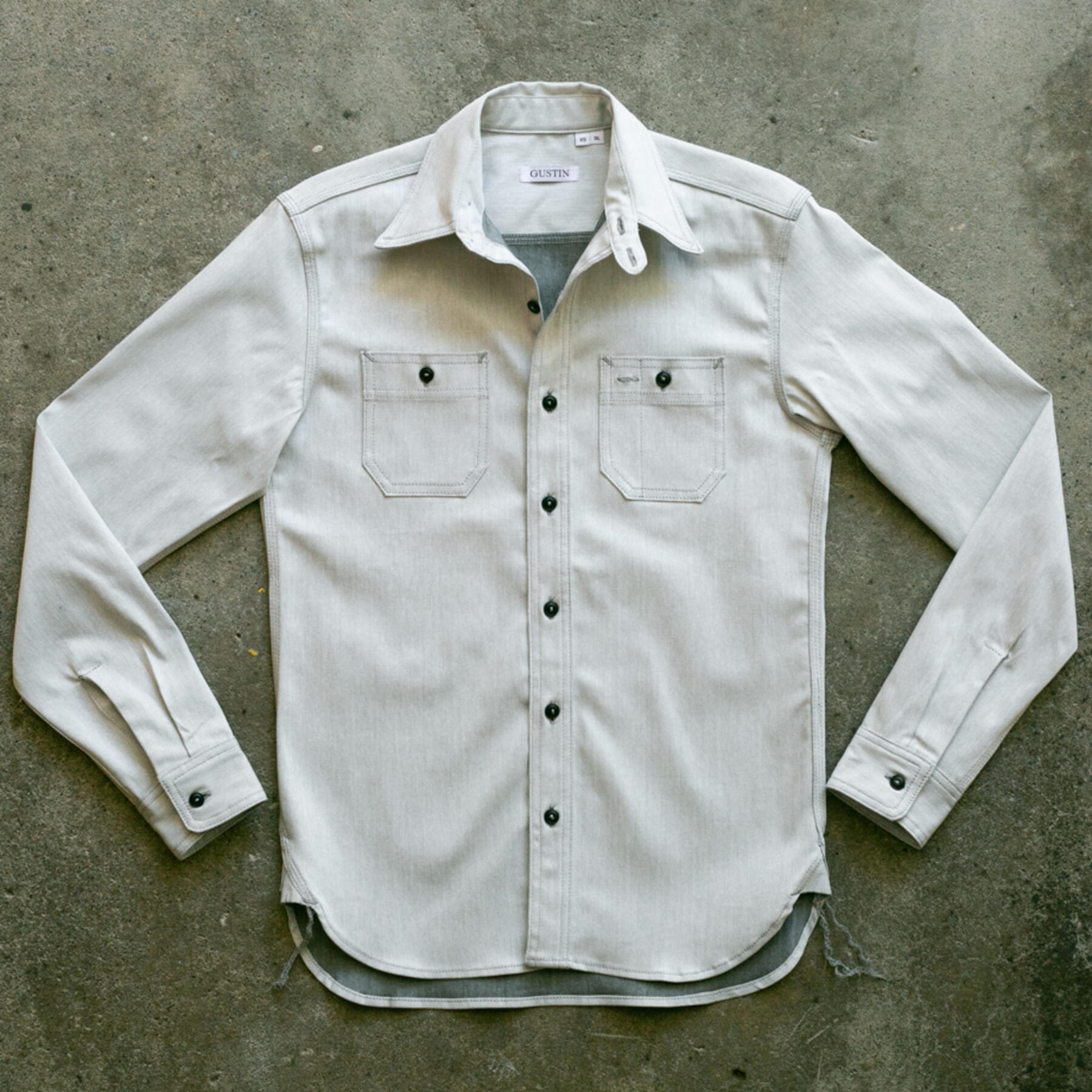 gustin #88 cone mills white x grey workshirt