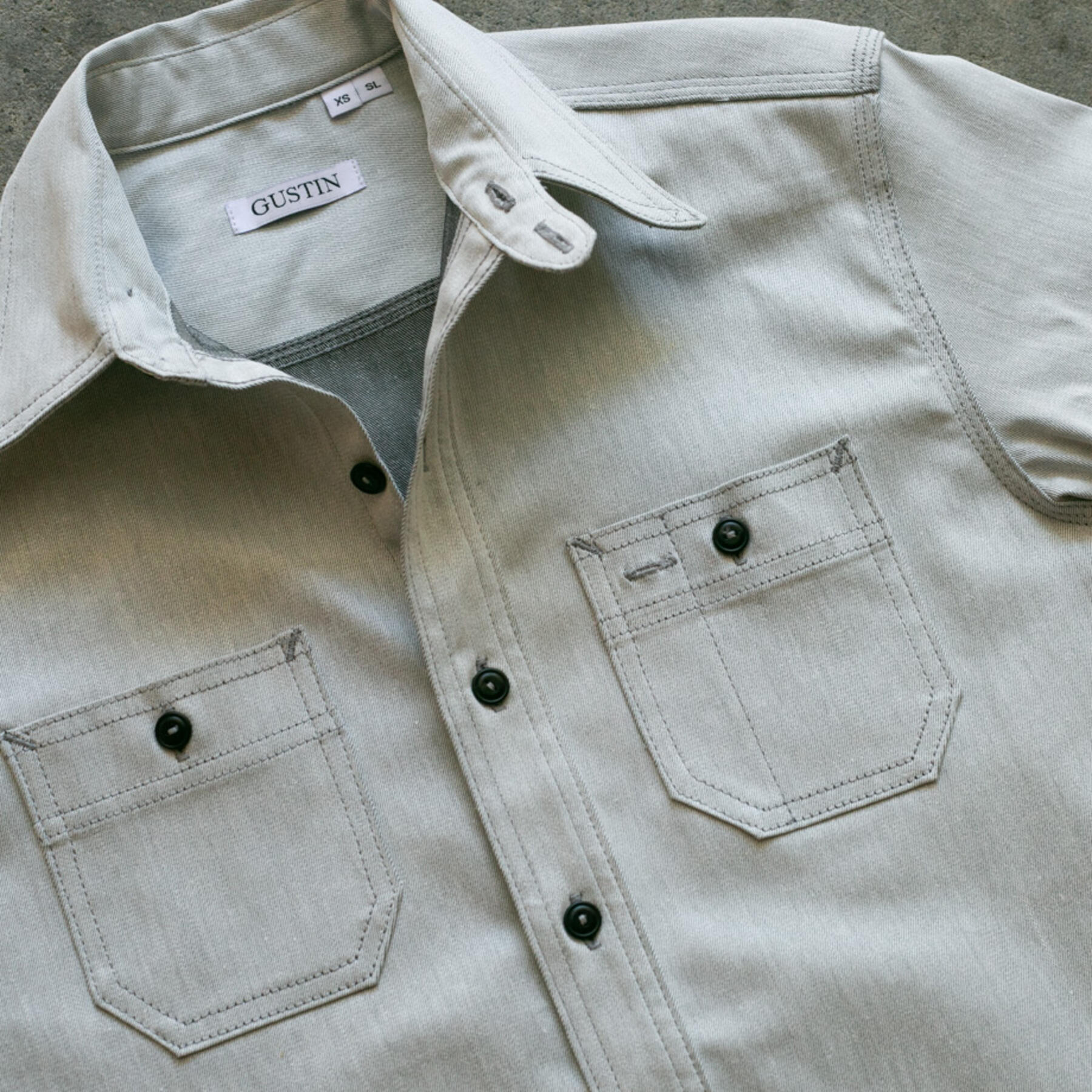 gustin #88 cone mills white x grey workshirt