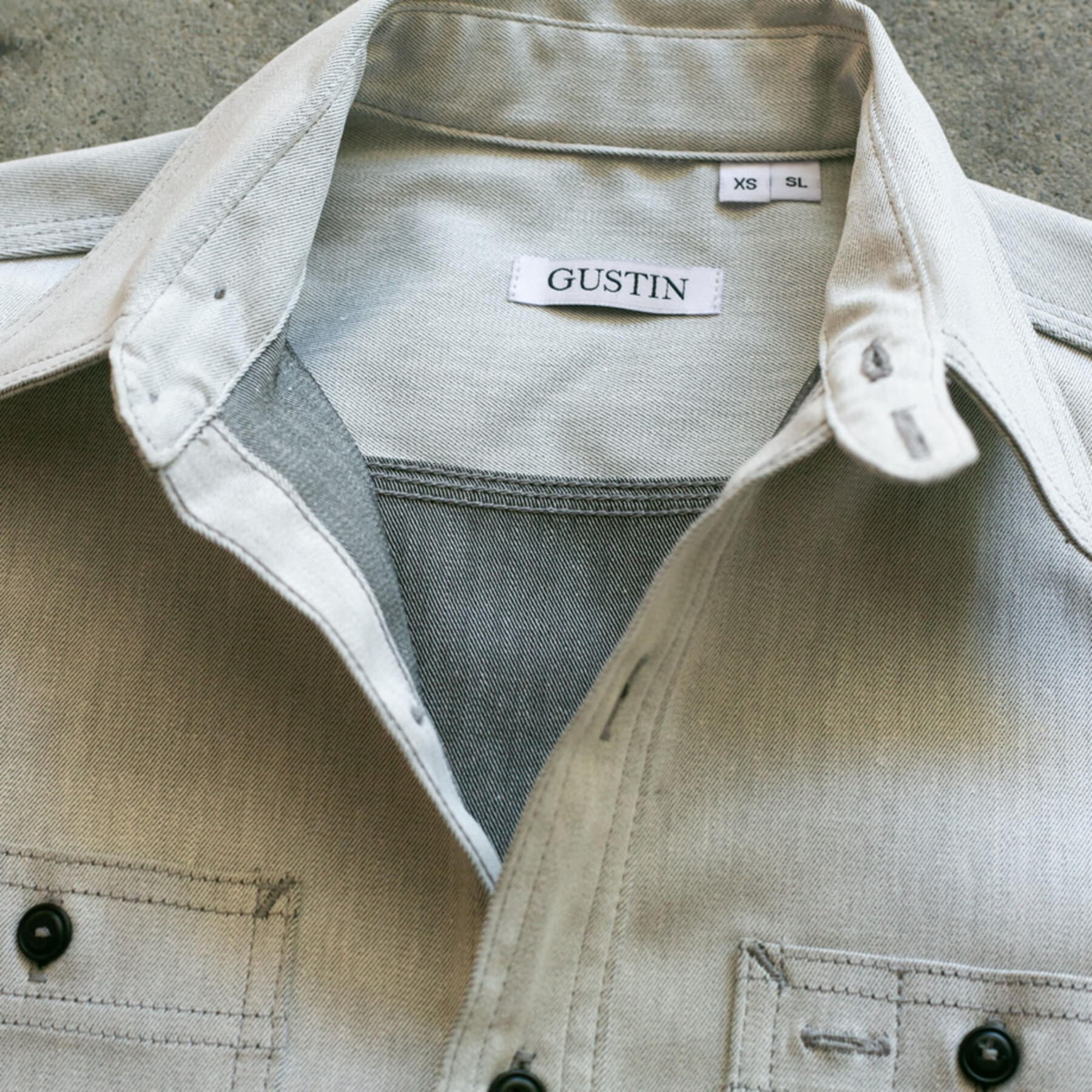 gustin #88 cone mills white x grey workshirt