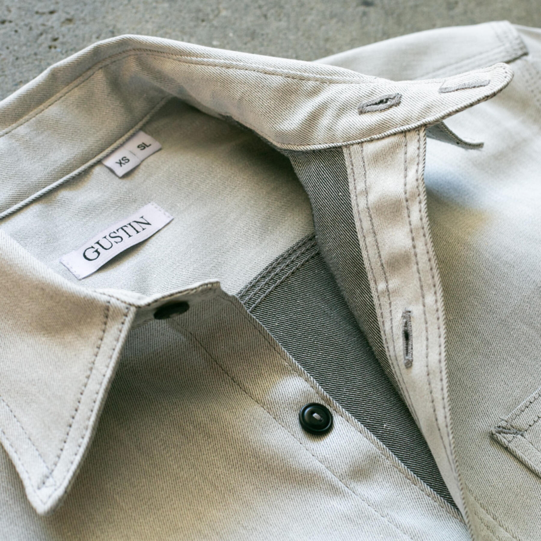 gustin #88 cone mills white x grey workshirt