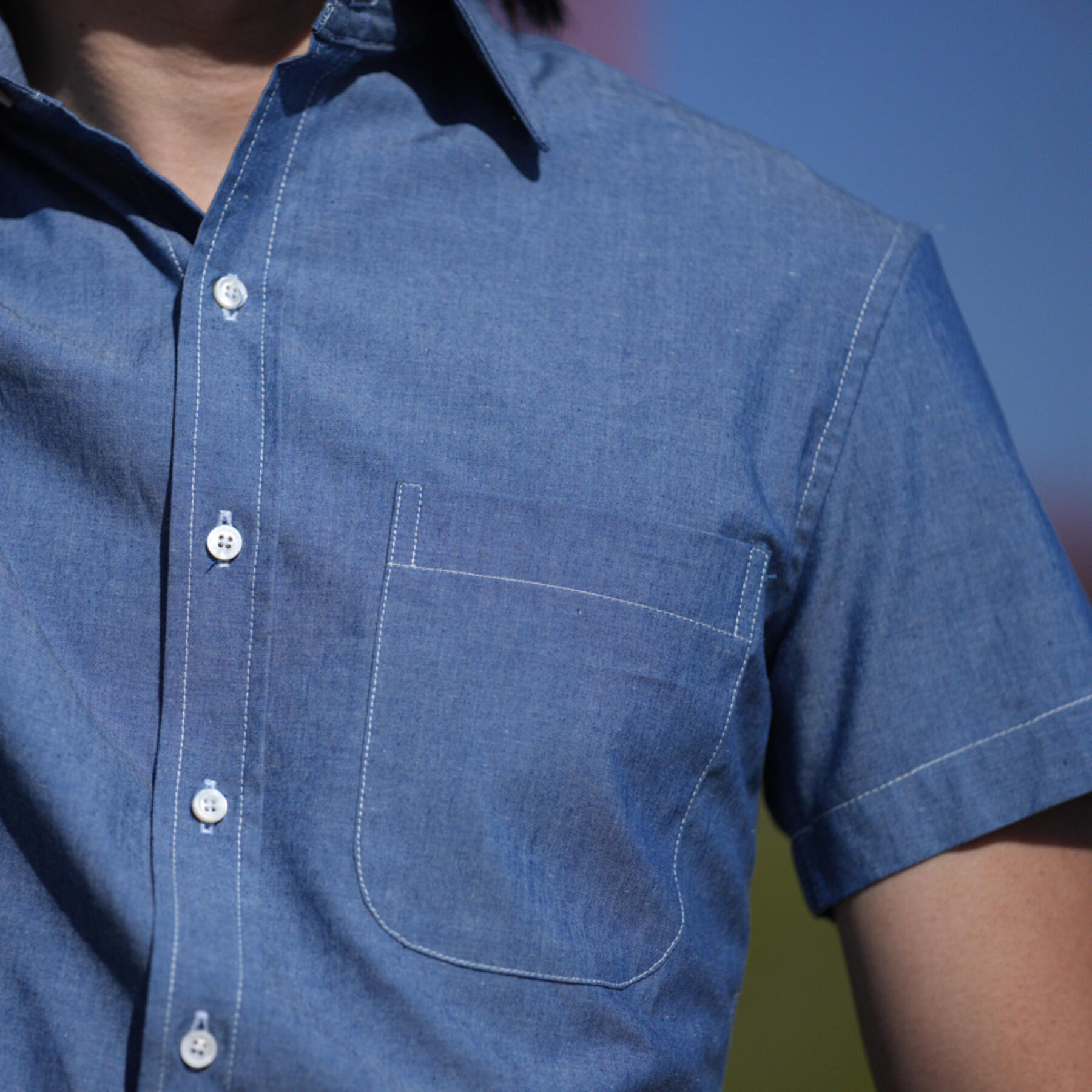 gustin #769 silk chambray - mid indigo