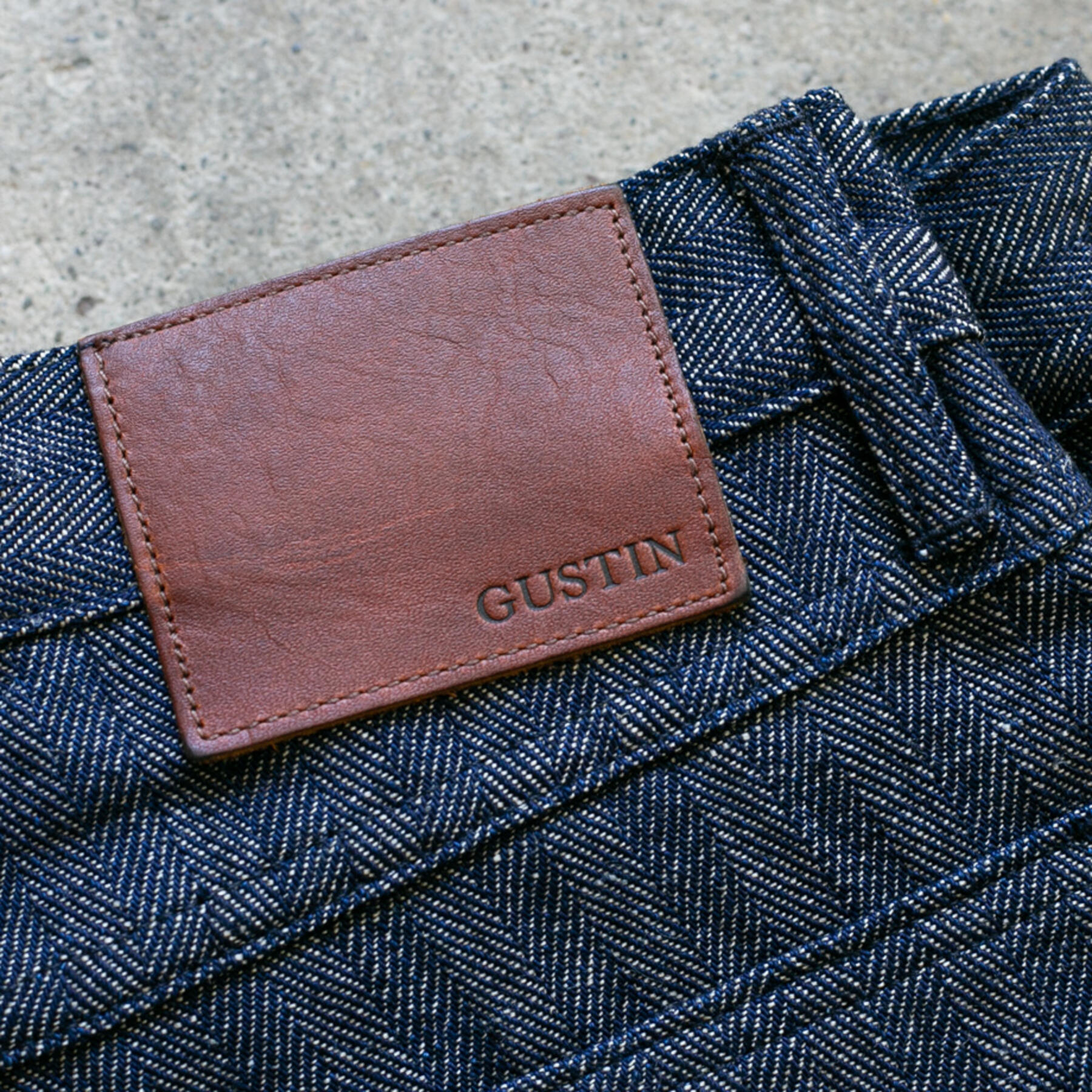gustin #108 loose weave indigo linen herringbone 5 pocket