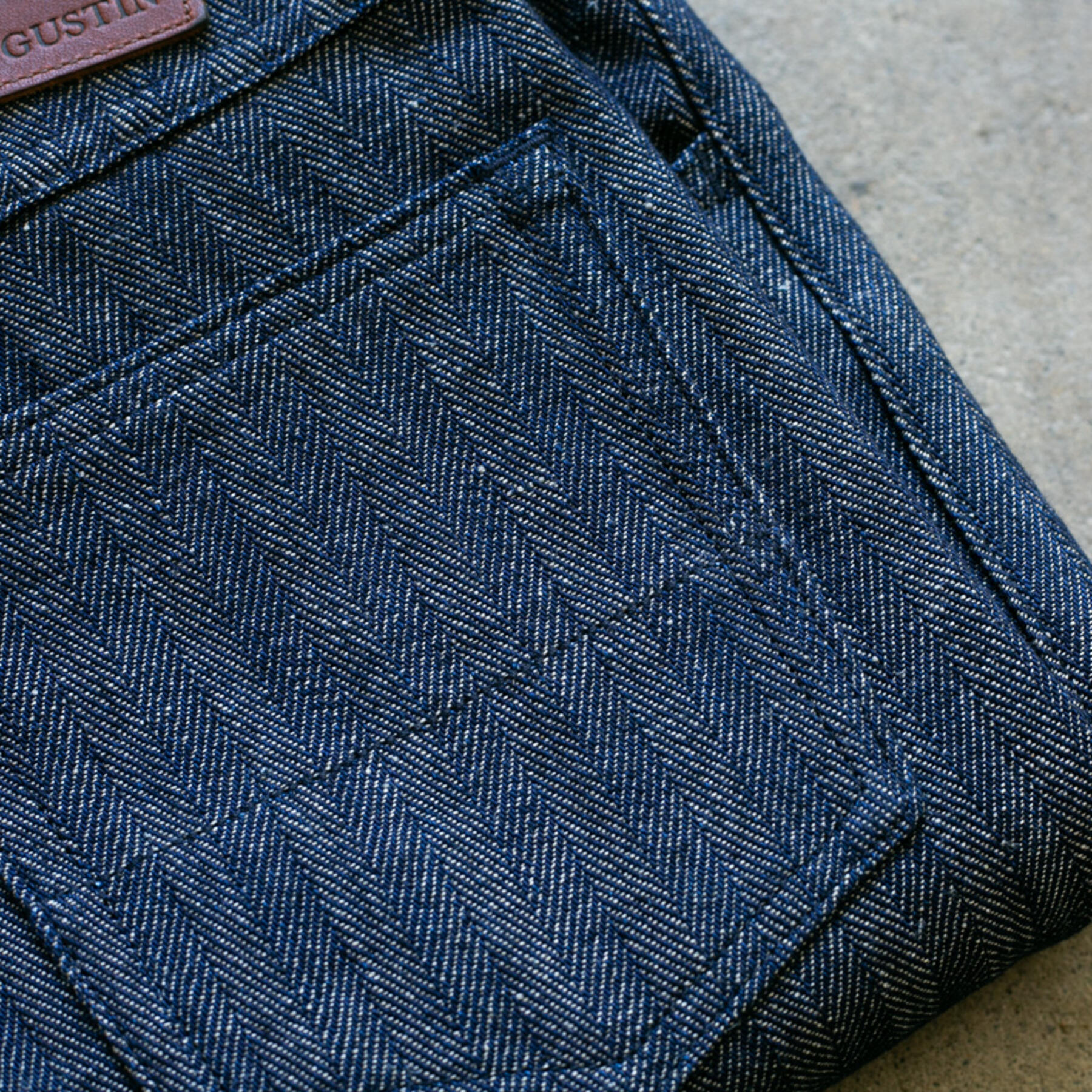 gustin #108 loose weave indigo linen herringbone 5 pocket