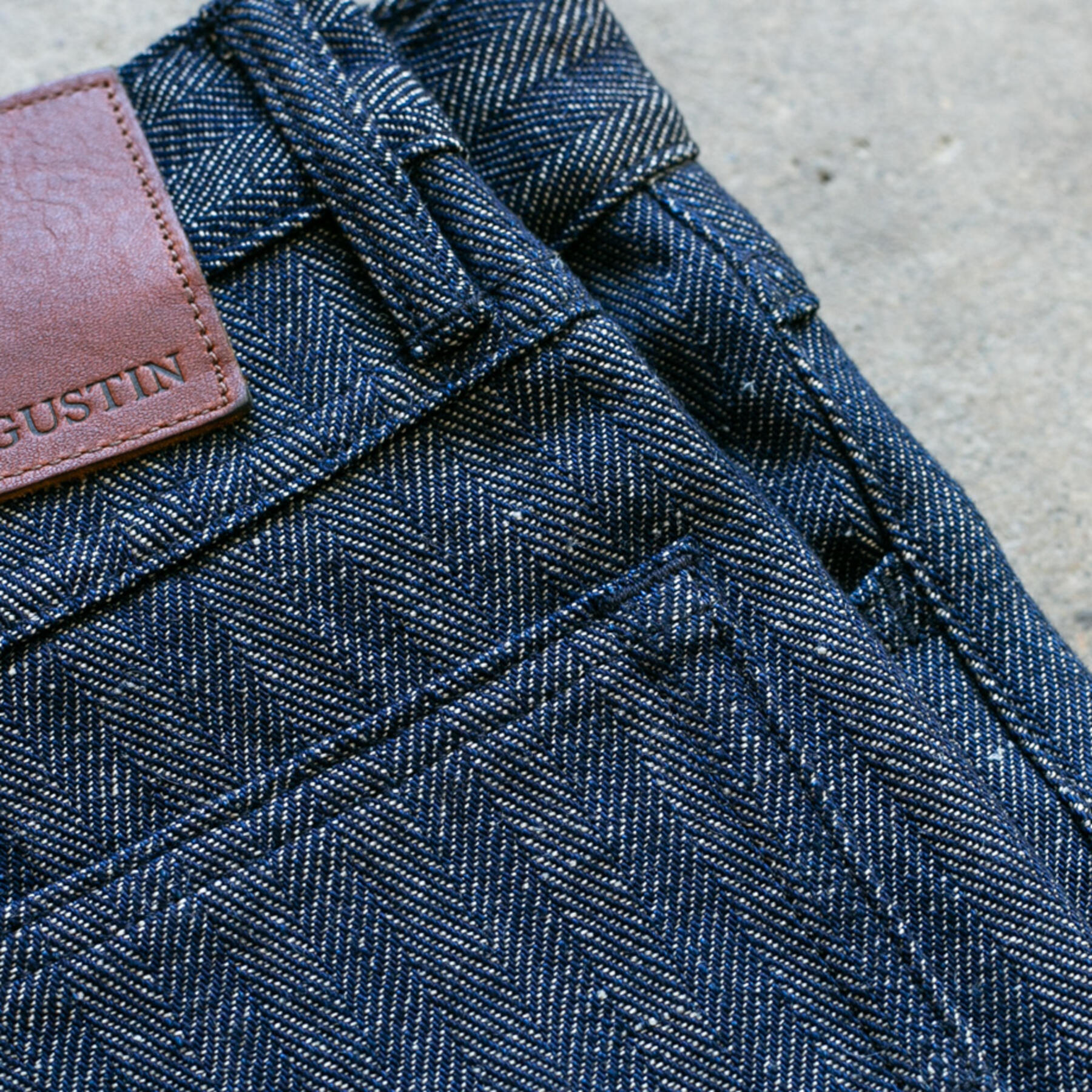 gustin #108 loose weave indigo linen herringbone 5 pocket