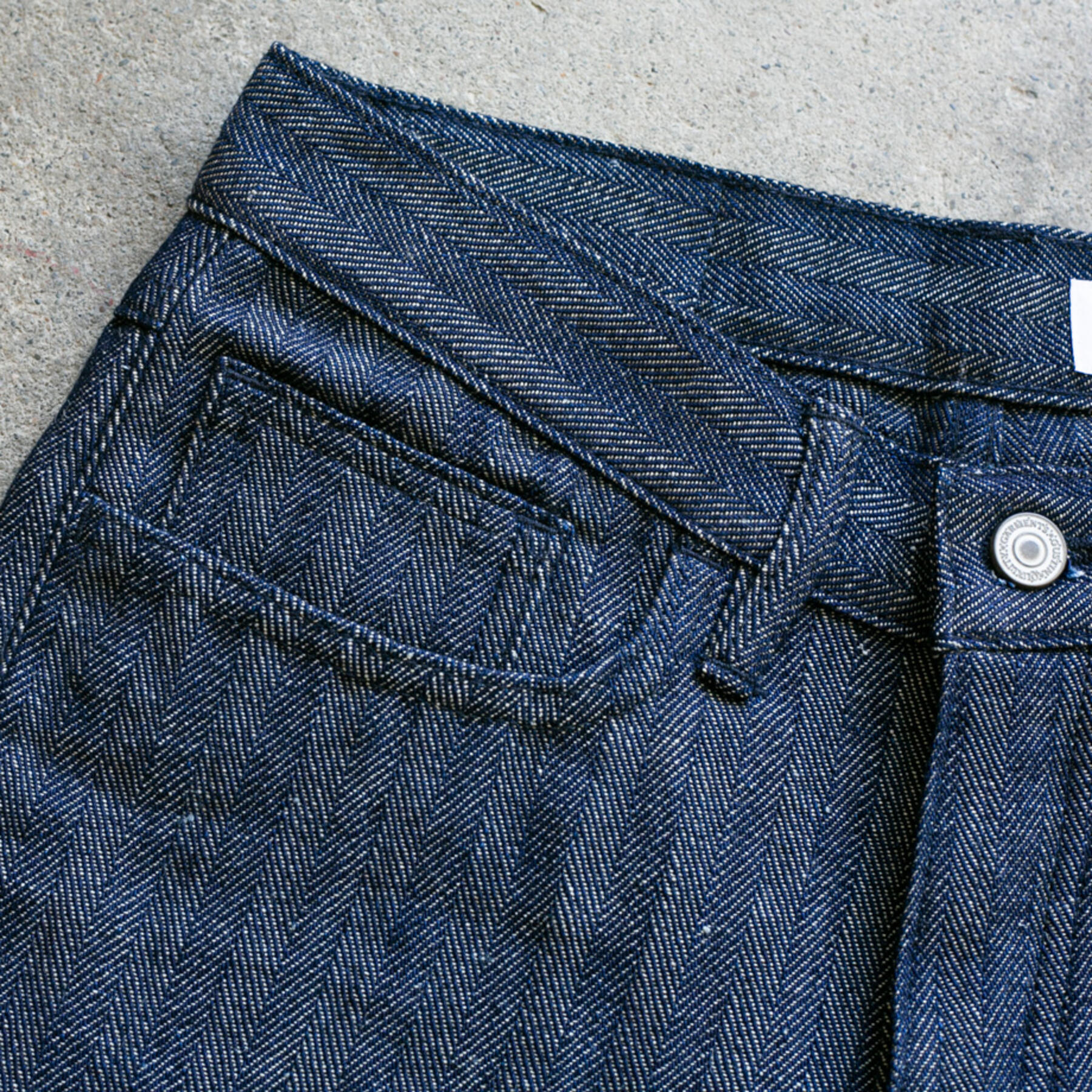gustin #108 loose weave indigo linen herringbone 5 pocket