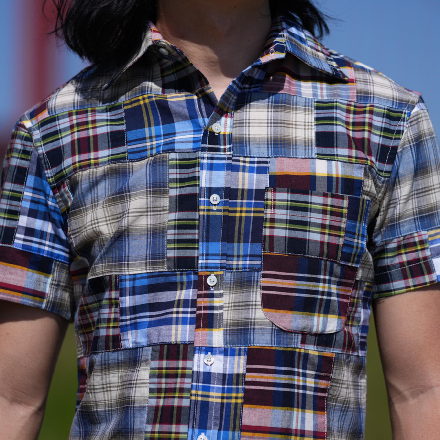 gustin #772 patchwork short sleeve - earth