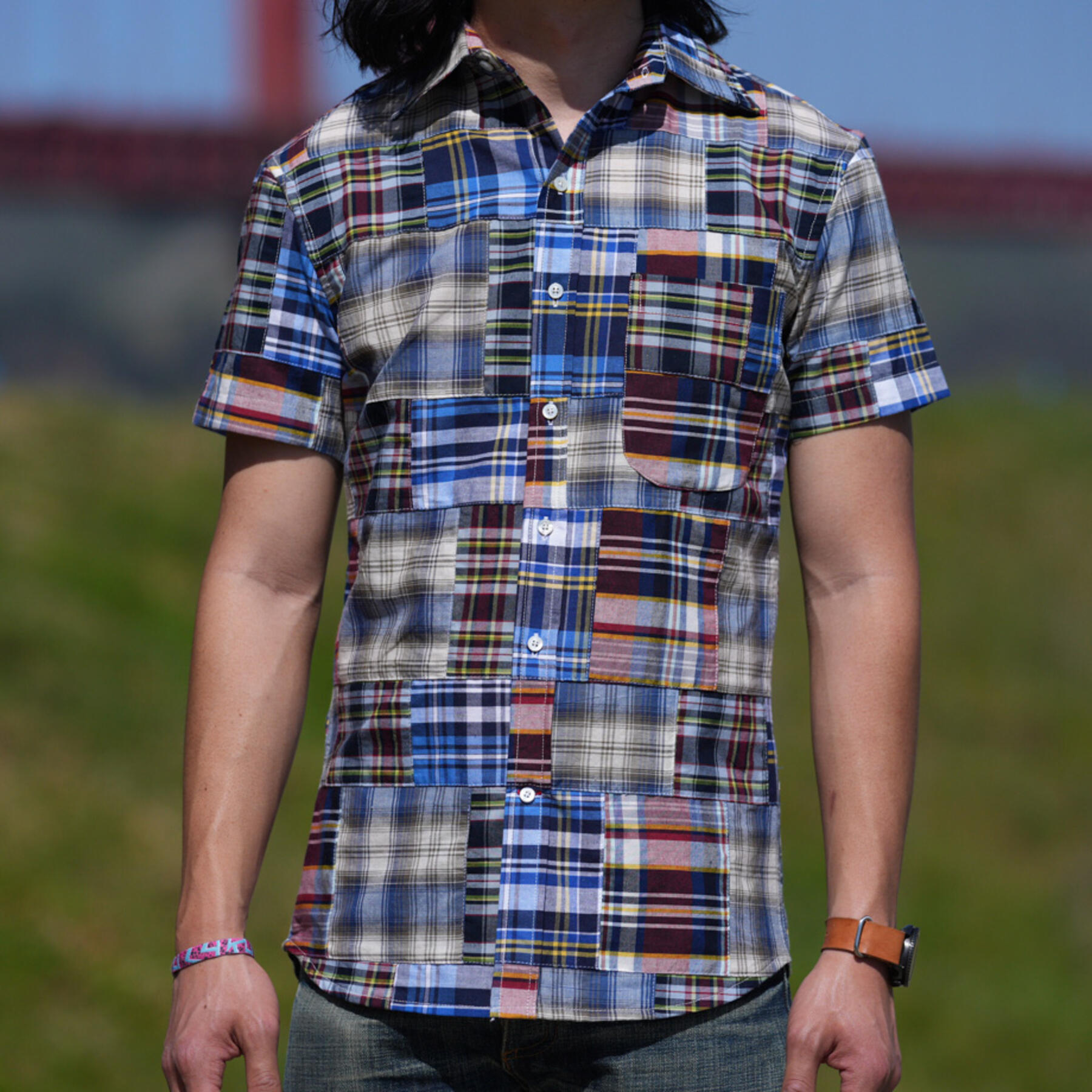 gustin #772 patchwork short sleeve - earth