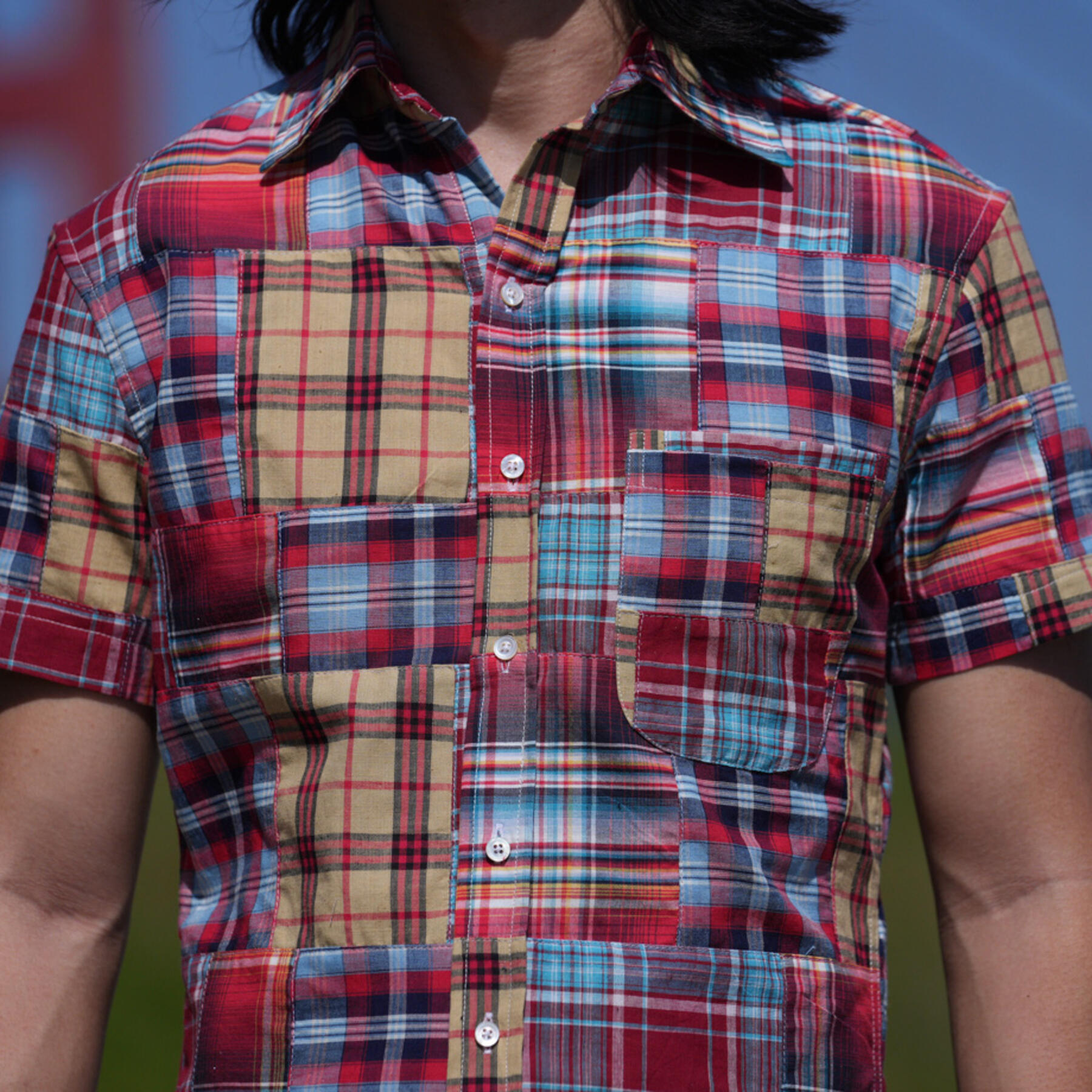 gustin #774 patchwork short sleeve - sunset