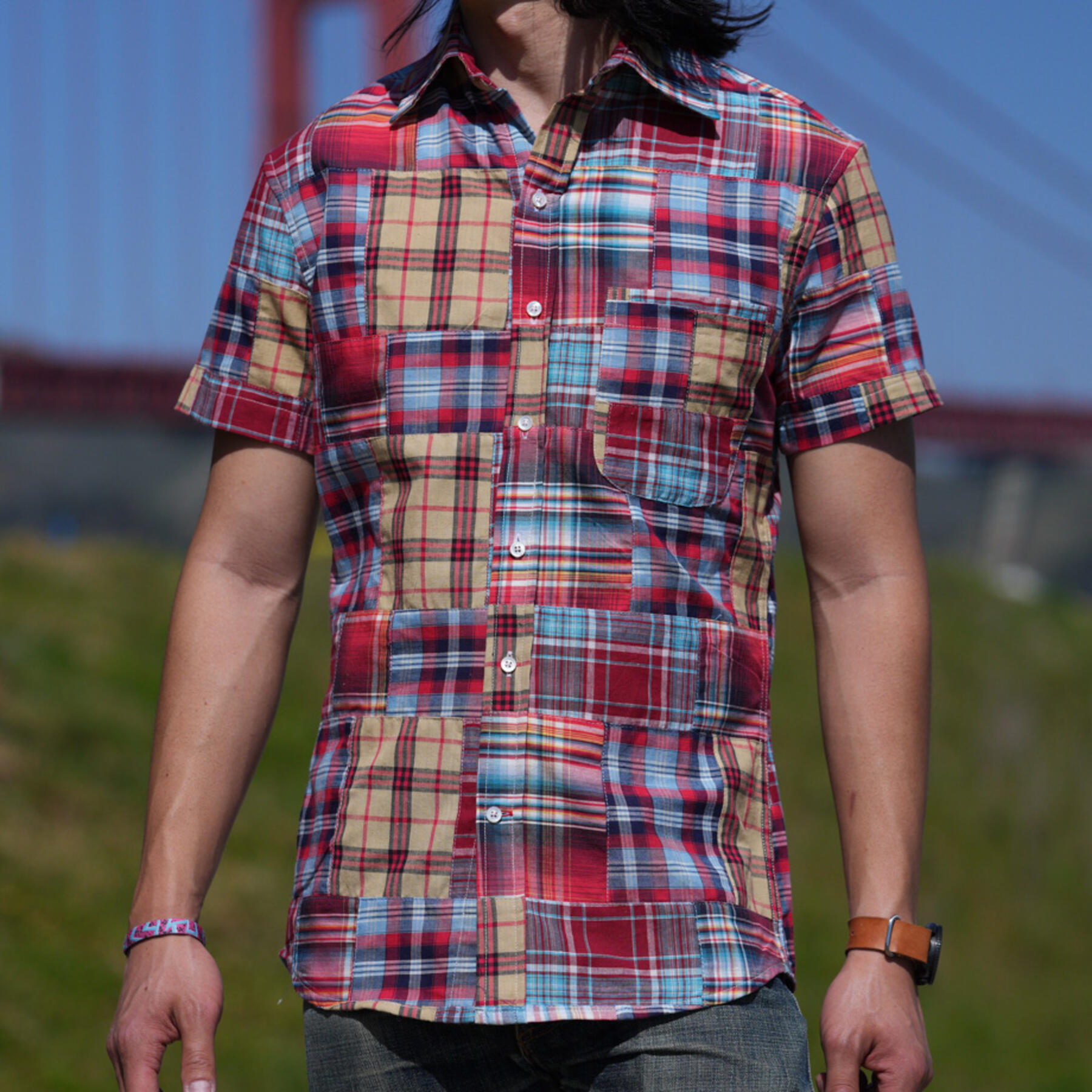gustin #774 patchwork short sleeve - sunset