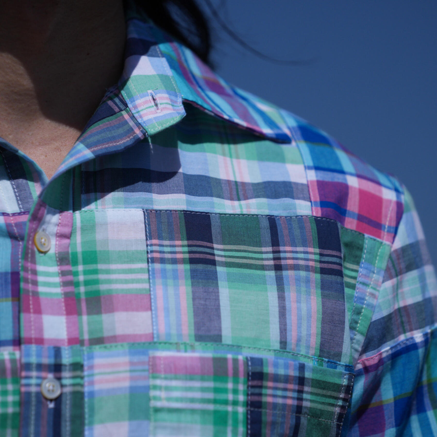 gustin #773 patchwork short sleeve - ocean