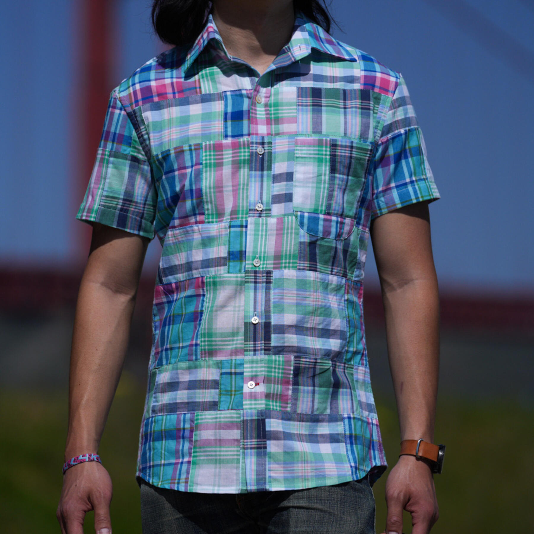 gustin #773 patchwork short sleeve - ocean