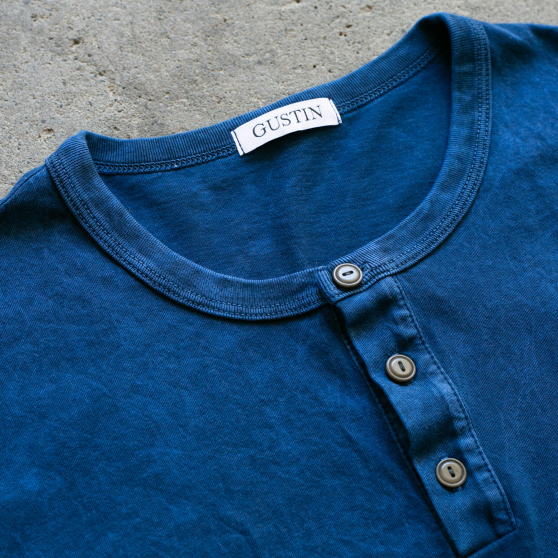 gustin mineral wash henley - blue
