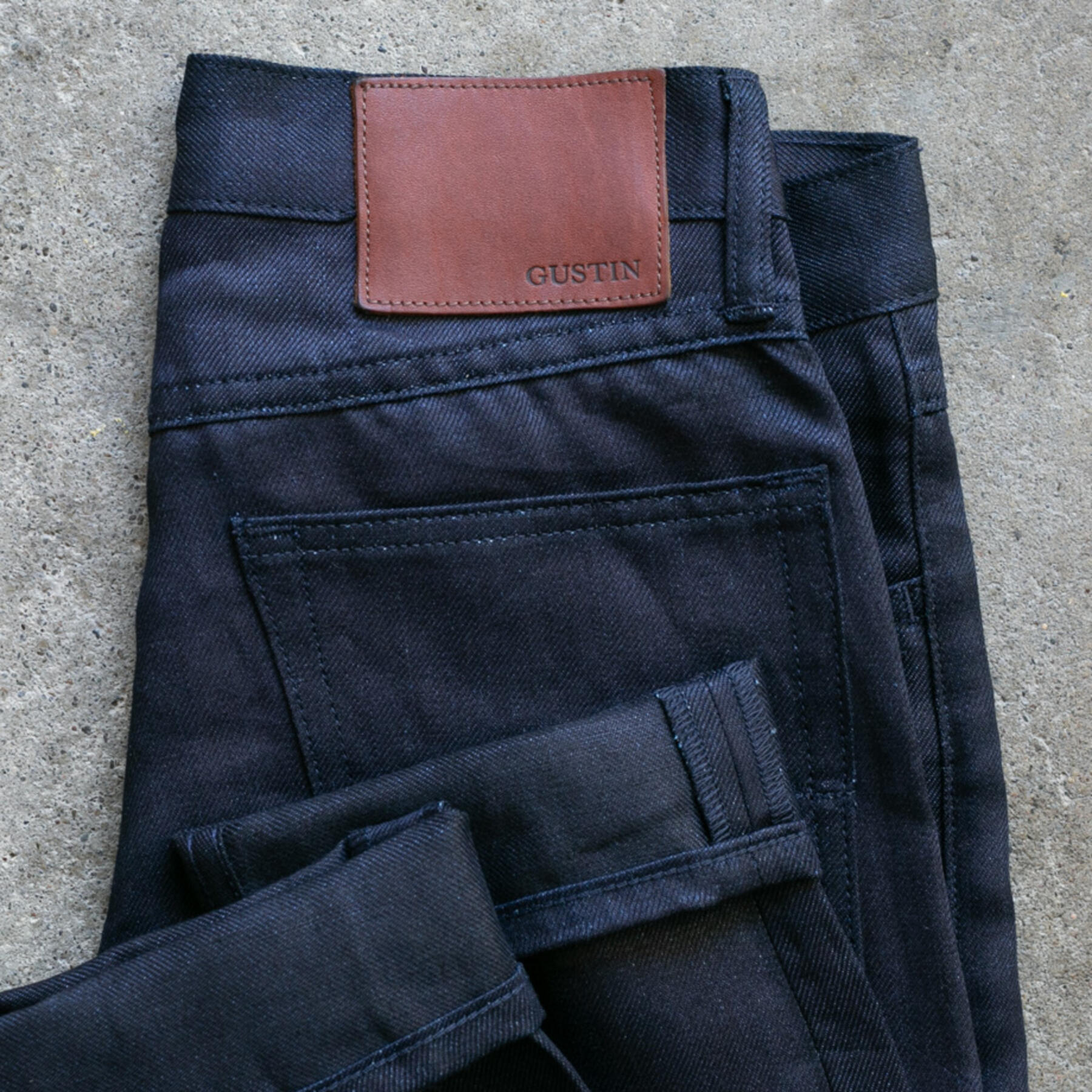 gustin #115 japan linen 100 5 pocket - indigoxblack