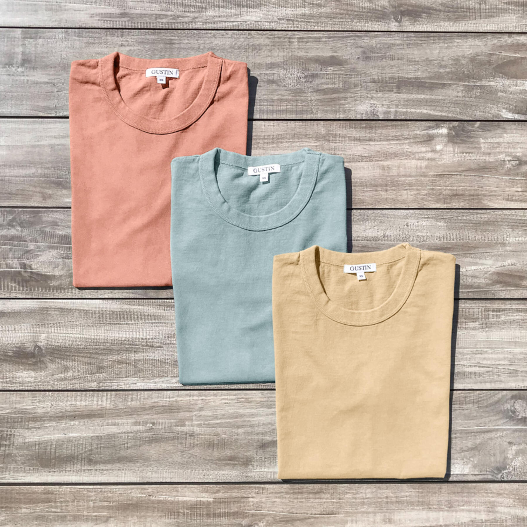 gustin heavyweight t-shirt 1950s collection (peach, green mist, lemon)