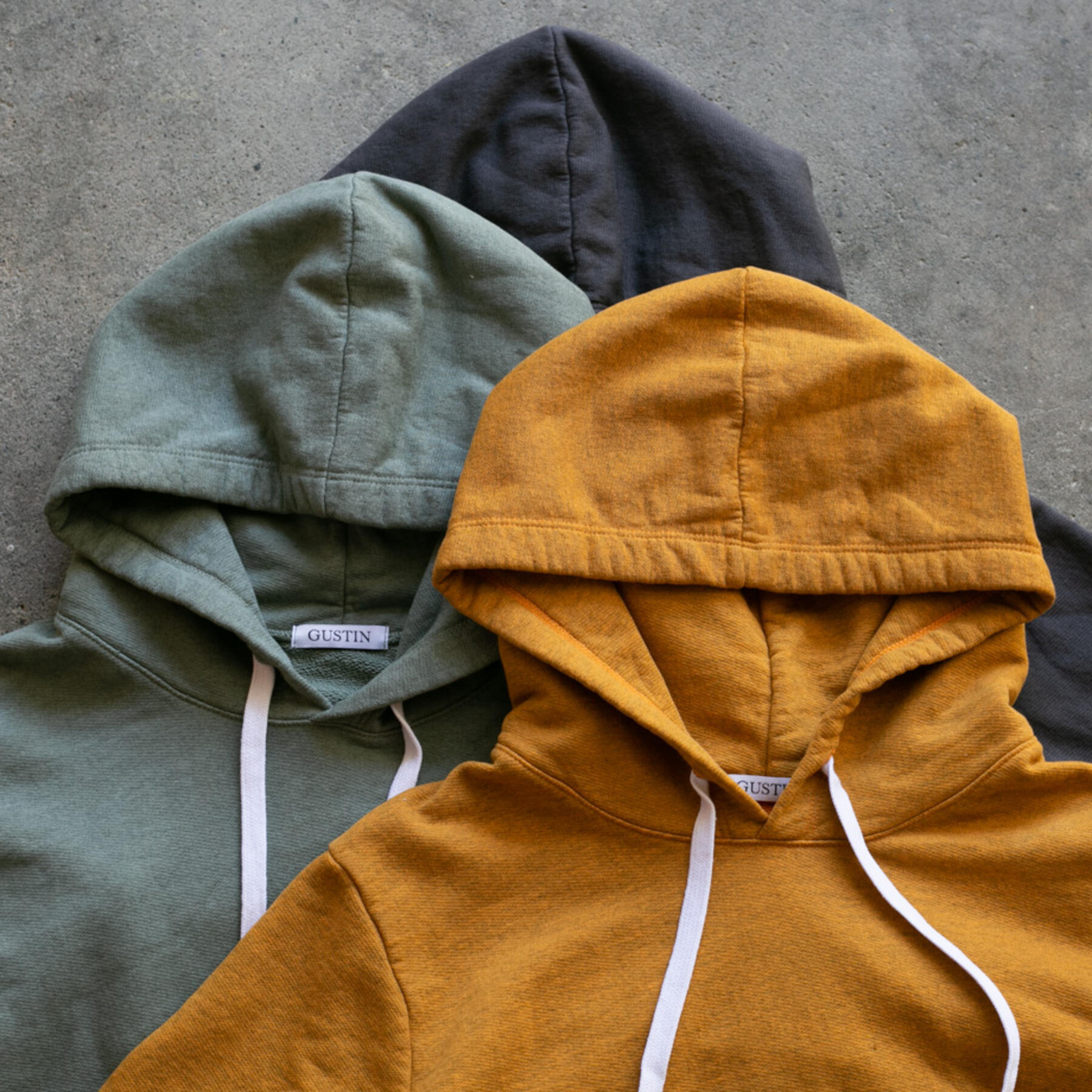 gustin french terry pullover 3 pack (saffron, olive drab, charcoal)