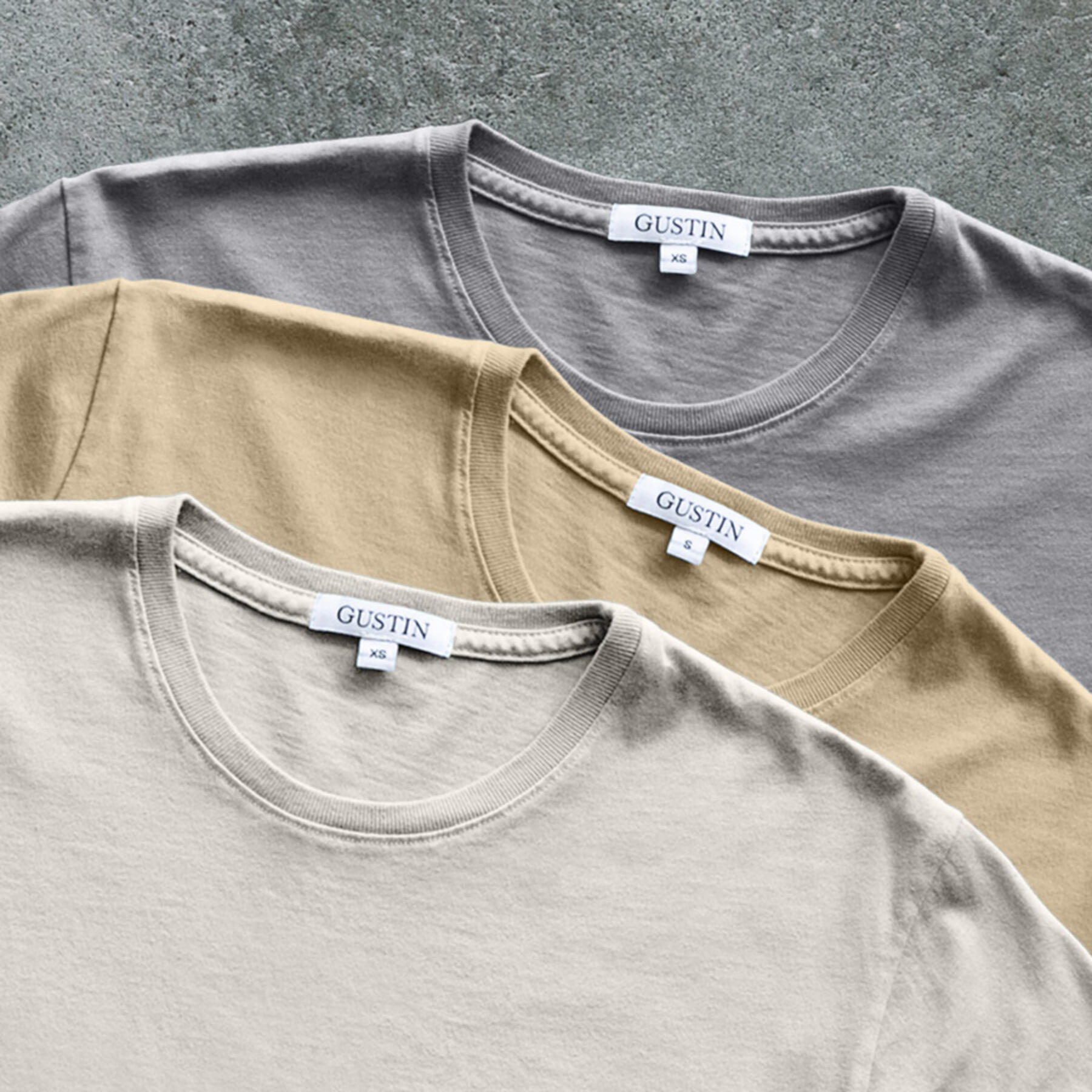 gustin pima cotton t-shirt desert shades (sand, stone, mustard)