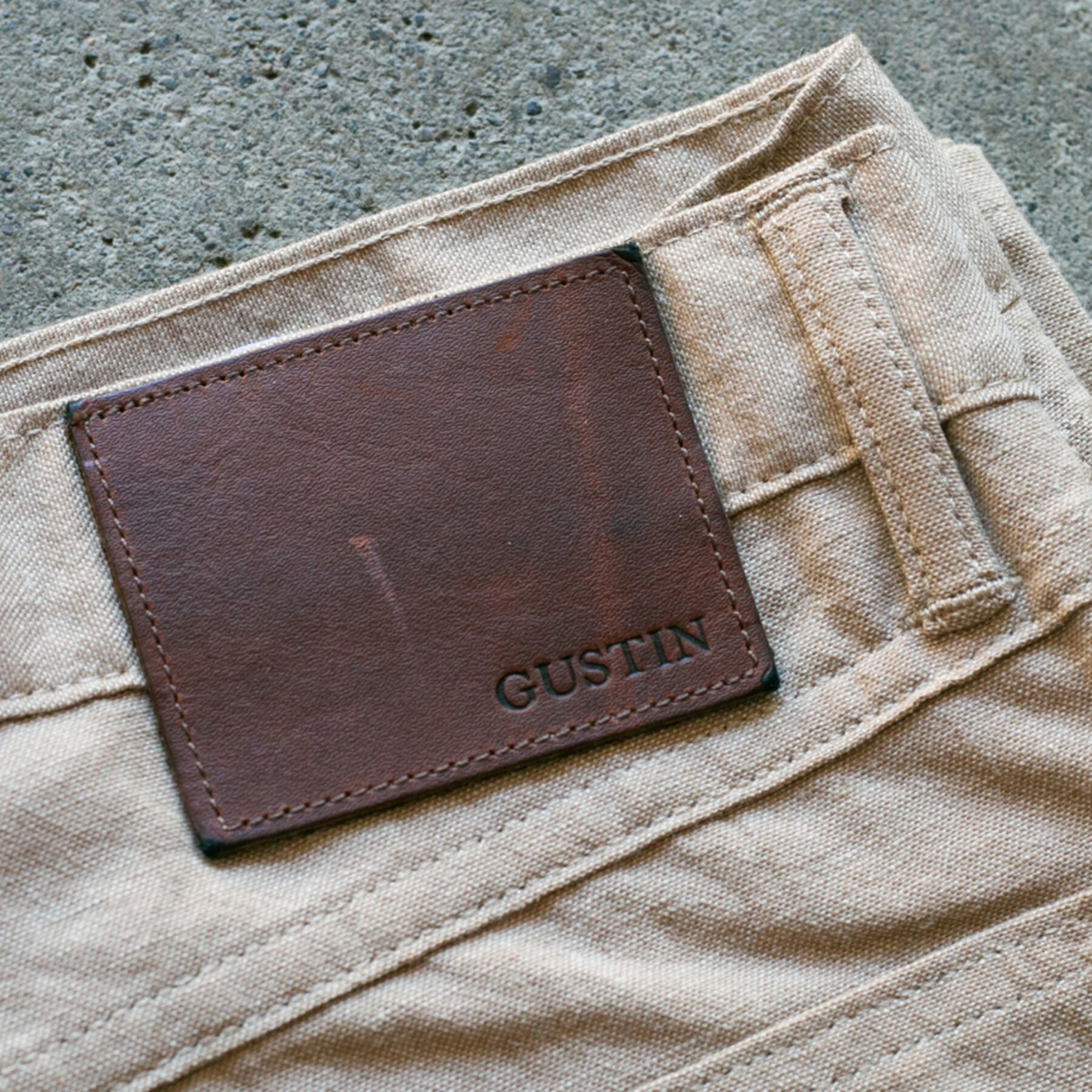 gustin #122 japan brushed linen chambray 5 pocket - tan