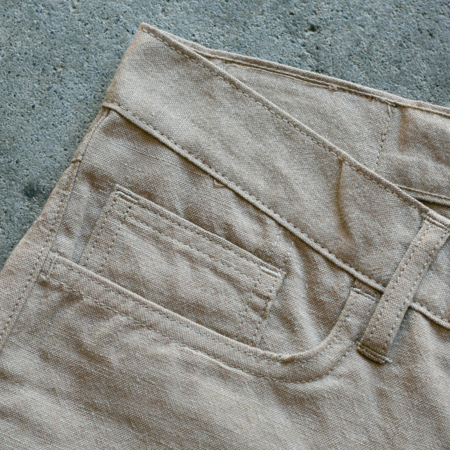 gustin #122 japan brushed linen chambray 5 pocket - tan
