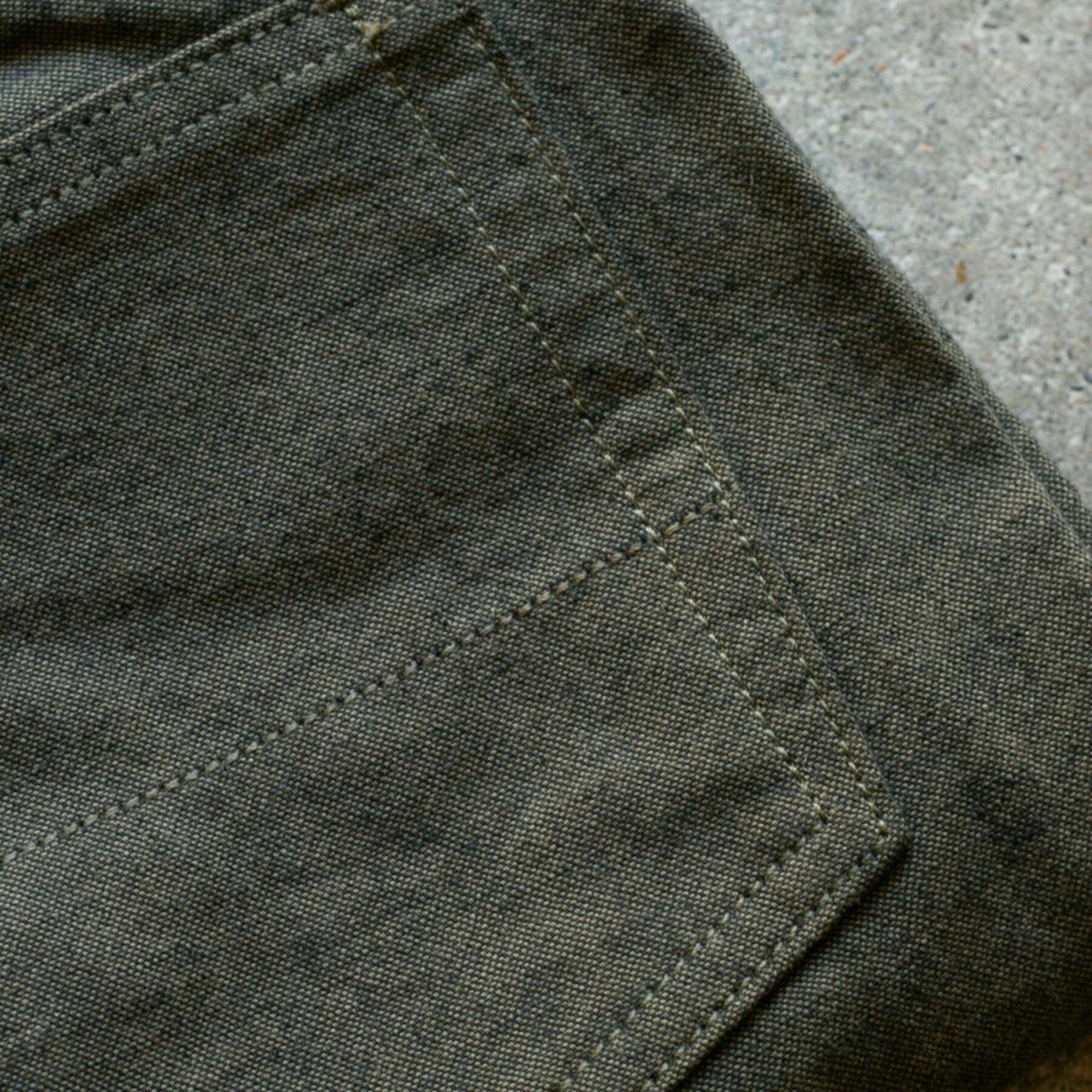 gustin #121 japan brushed linen chambray 5 pocket - olivexblack