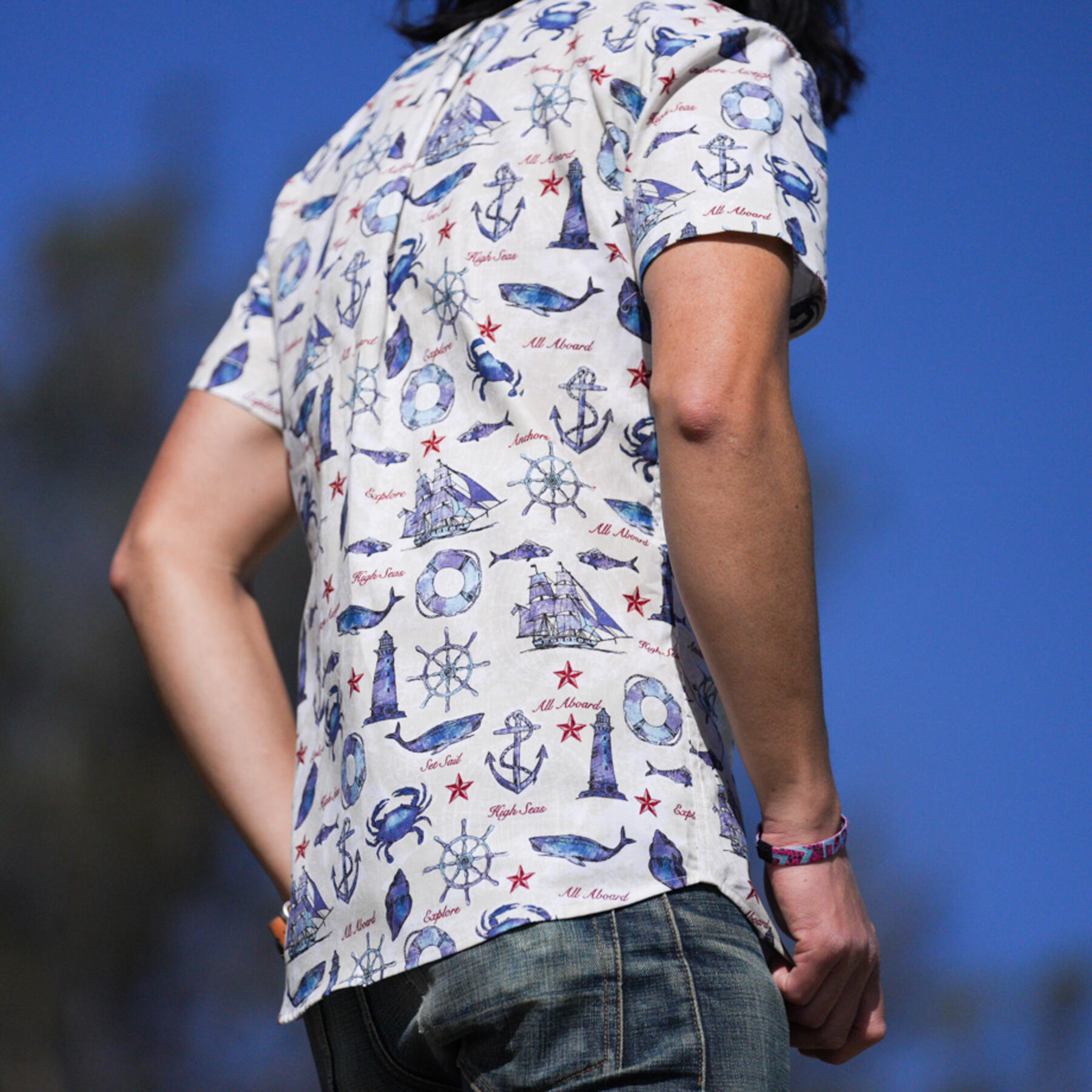 gustin #848 whales & anchors short sleeve shirt