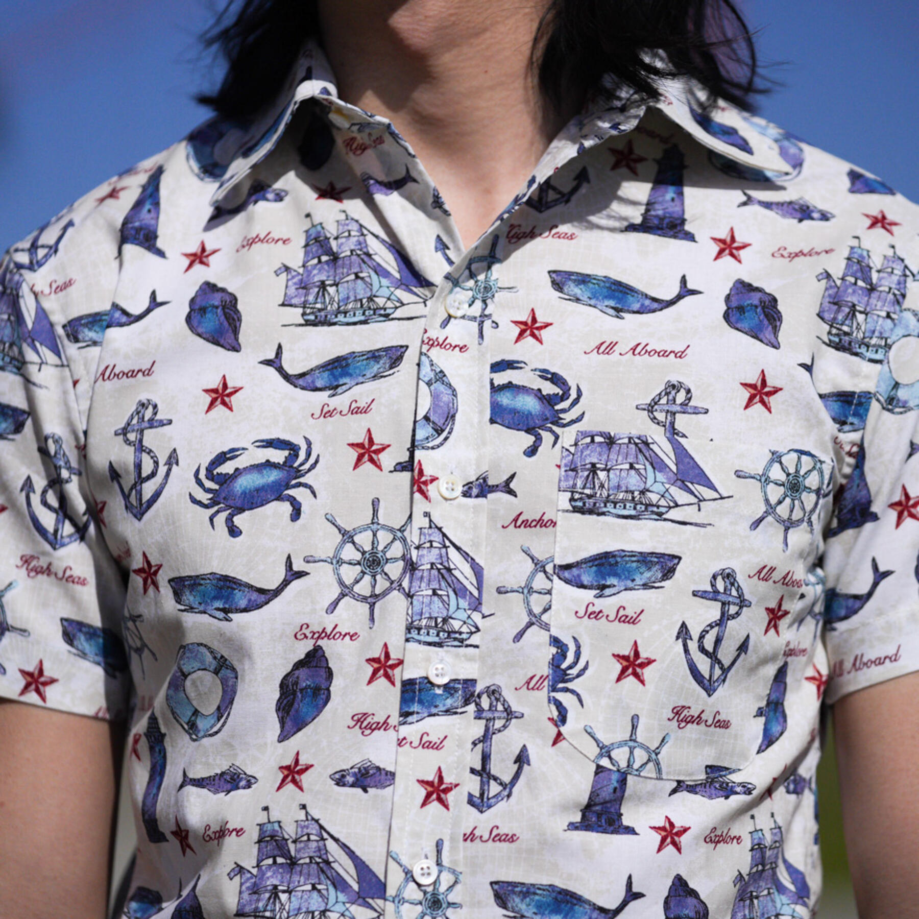 gustin #848 whales & anchors short sleeve shirt