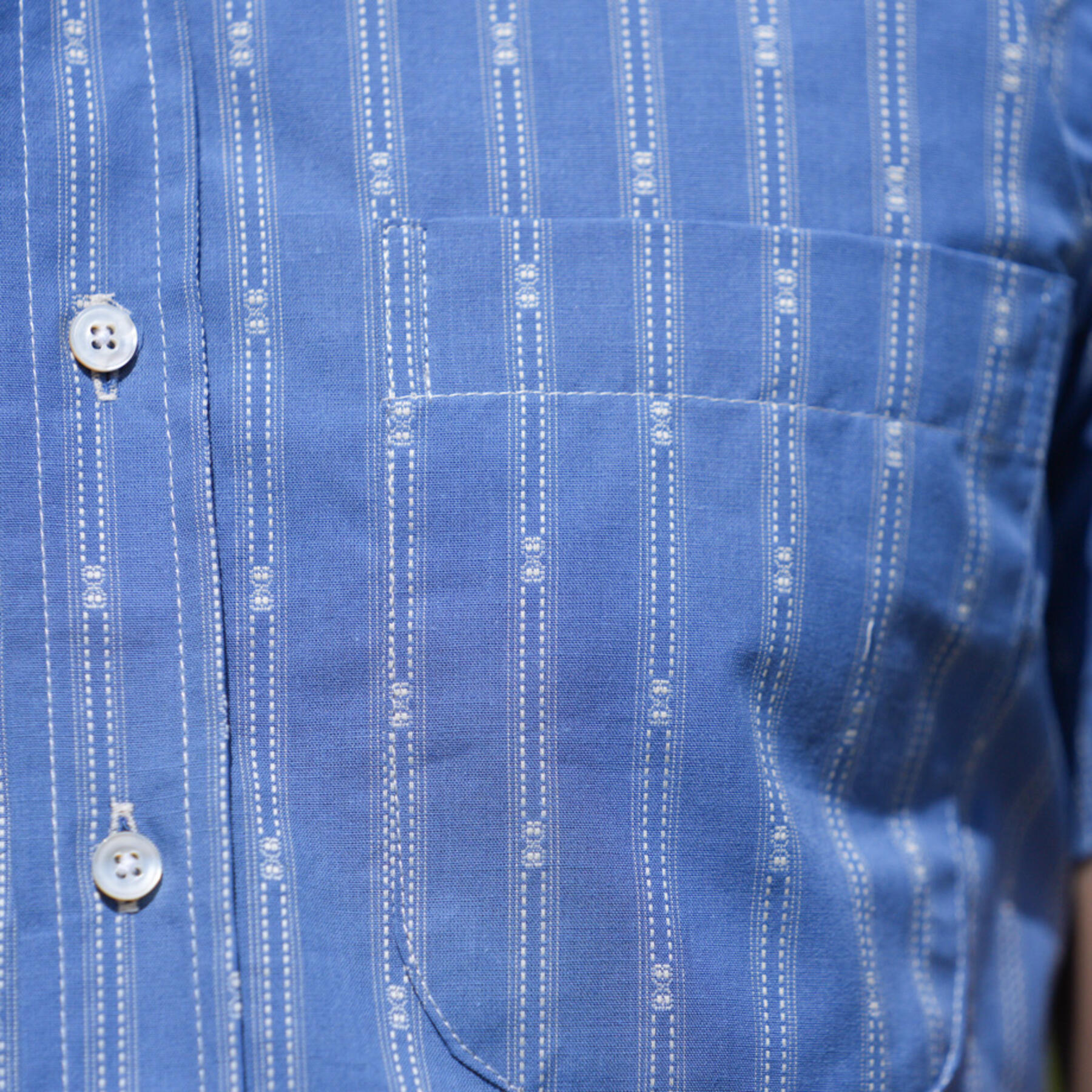 gustin #852 vintage jacquard stripe short sleeve shirt - sky